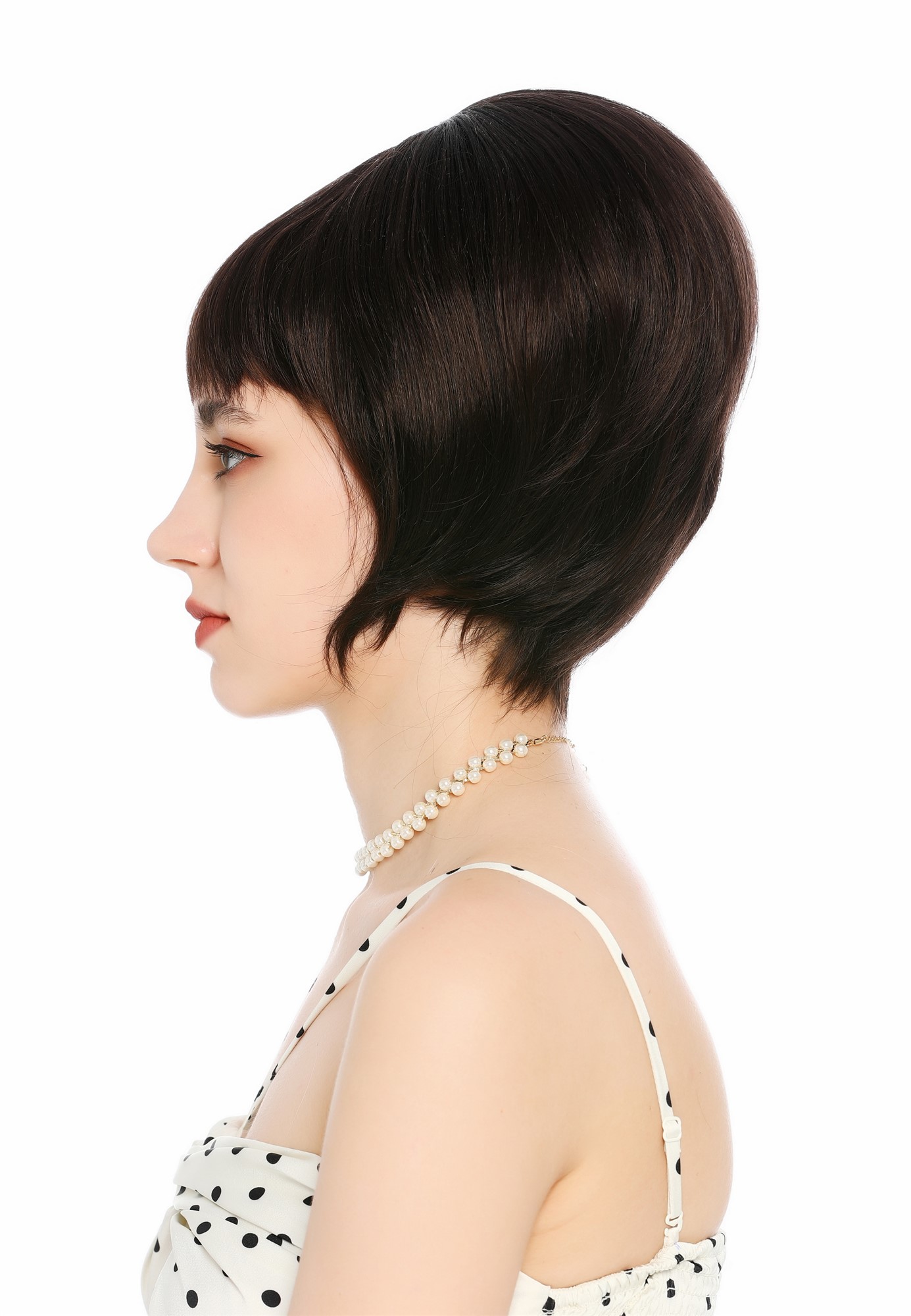 Perücke Damen Retro Vintage 50er 60er Beehive Turmfrisur hochtoupiert kurz Pony Braun VK-71-6