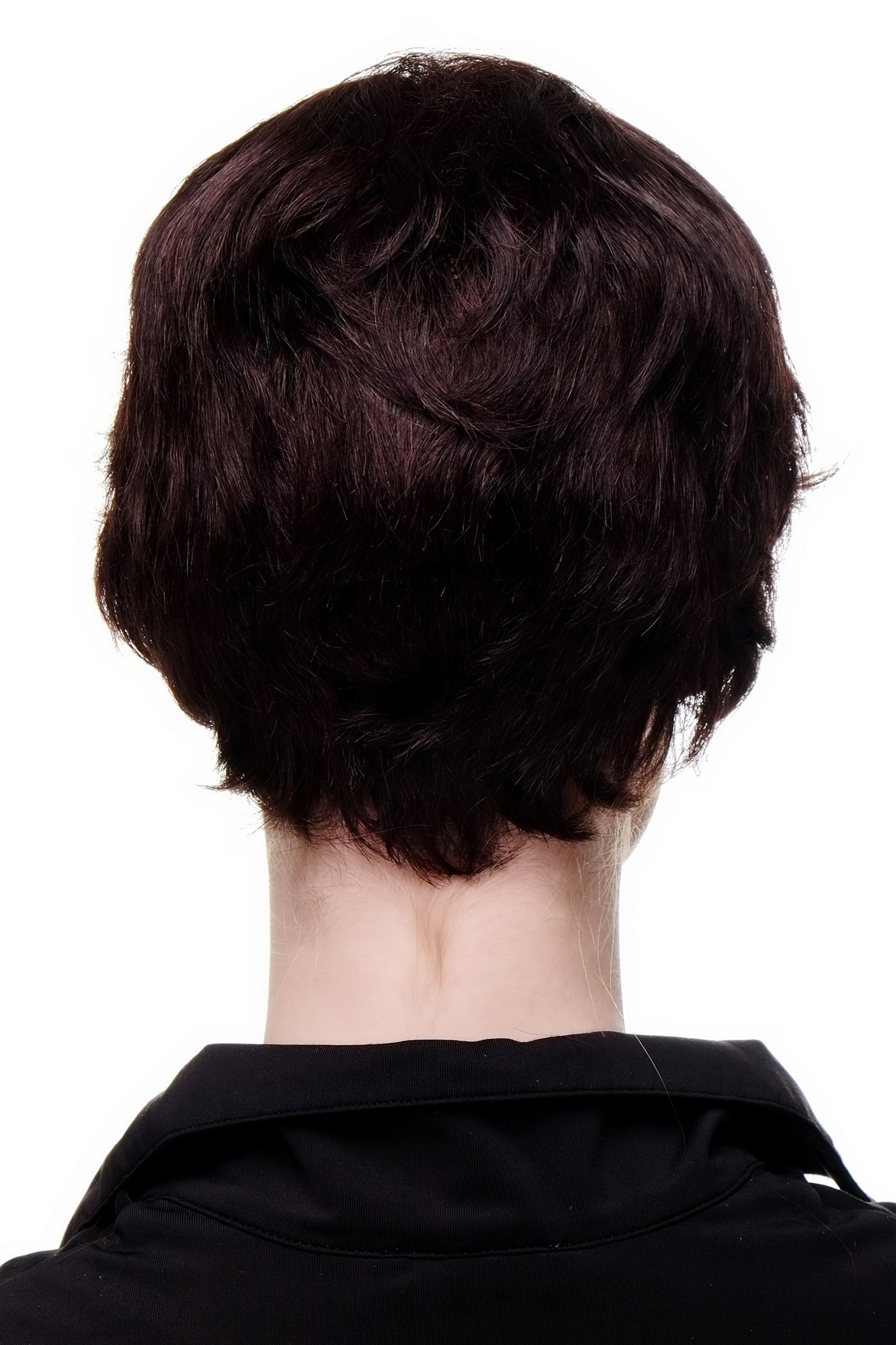 hochwertige Qualitätsperücken, Echthaarperücke Dunkelbraun Kurz Wellig 9908HH-4, Ansicht 5, WIG ME UP: Ihr Perücken Online Shop wellige Tressen-Perücke 100% Echthaar Braun kurze Haare für Damen