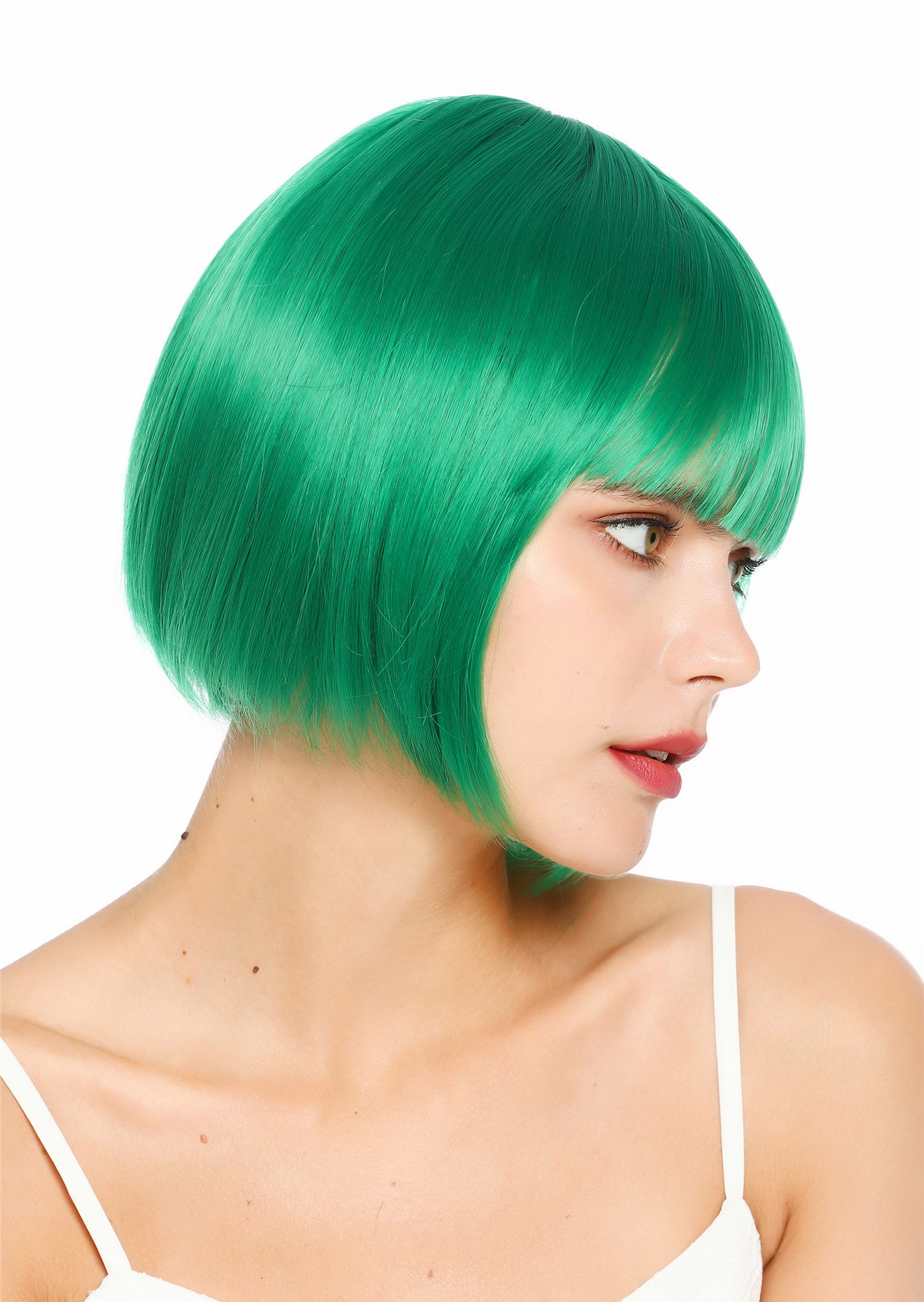 Damenperücke kurz Bob Pony glatt helles Grün SZL0751-DHTSTFG43