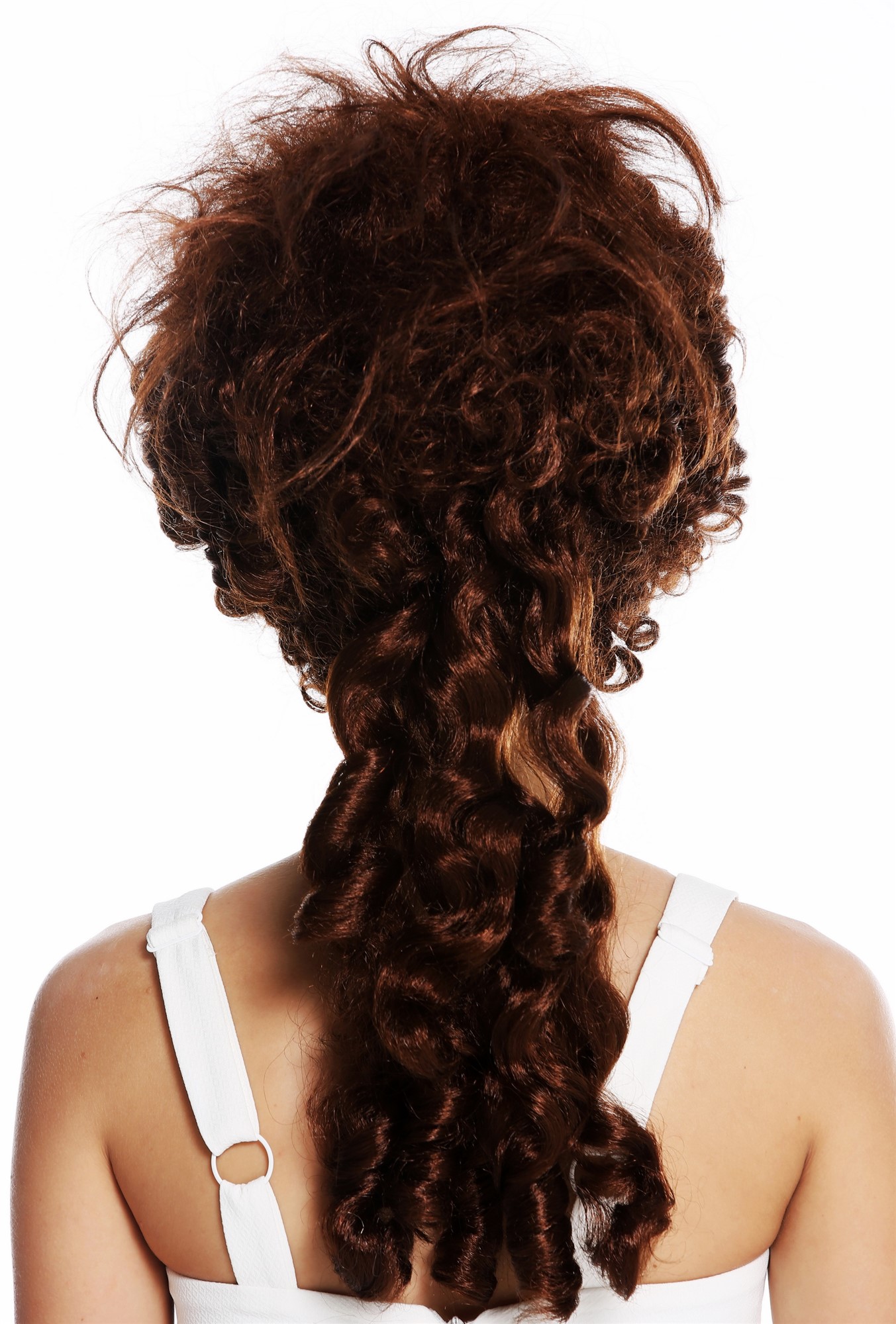 günstige Party Perücke, Perücke Barock Turmfrisur Pompadour Rotbraun 91029-ZA33, Ansicht 4, WIG ME UP: Ihr Perücken Online Shop lockige Party Perücke Mahagoni lange Haare für Damen