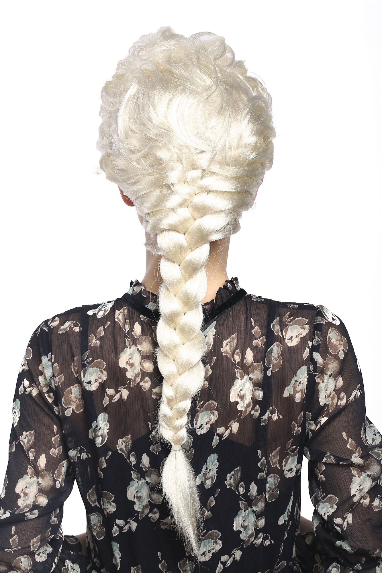 Baroque Lady Party Wig platinum bright blond long braided ponytail Princess 051, view 3, WIG ME UP: Your Perücken Online Shop Party Wig, Ladies, Blonde, Braided, long