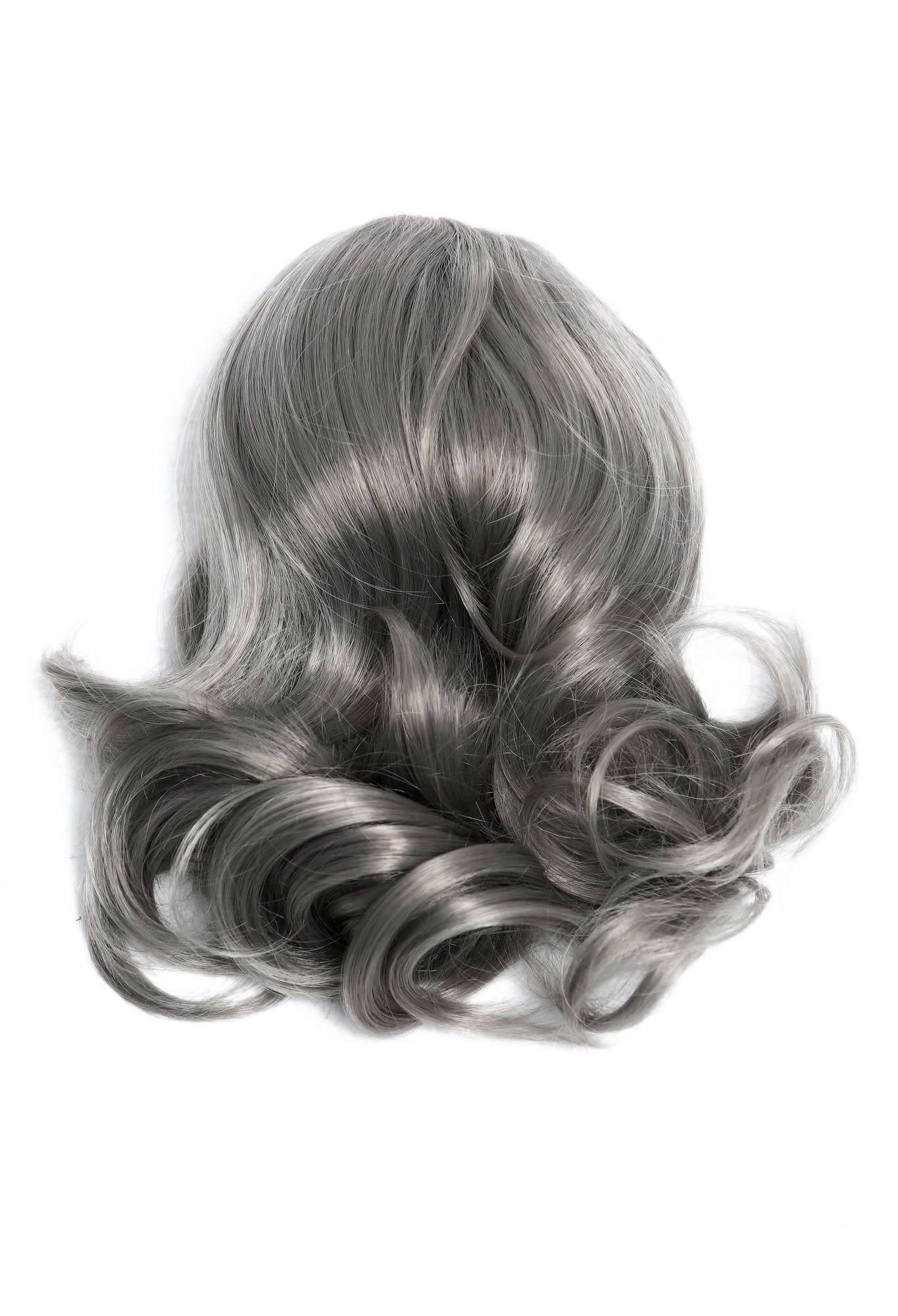 Ponytails, silver gray, wavy, shoulder-length