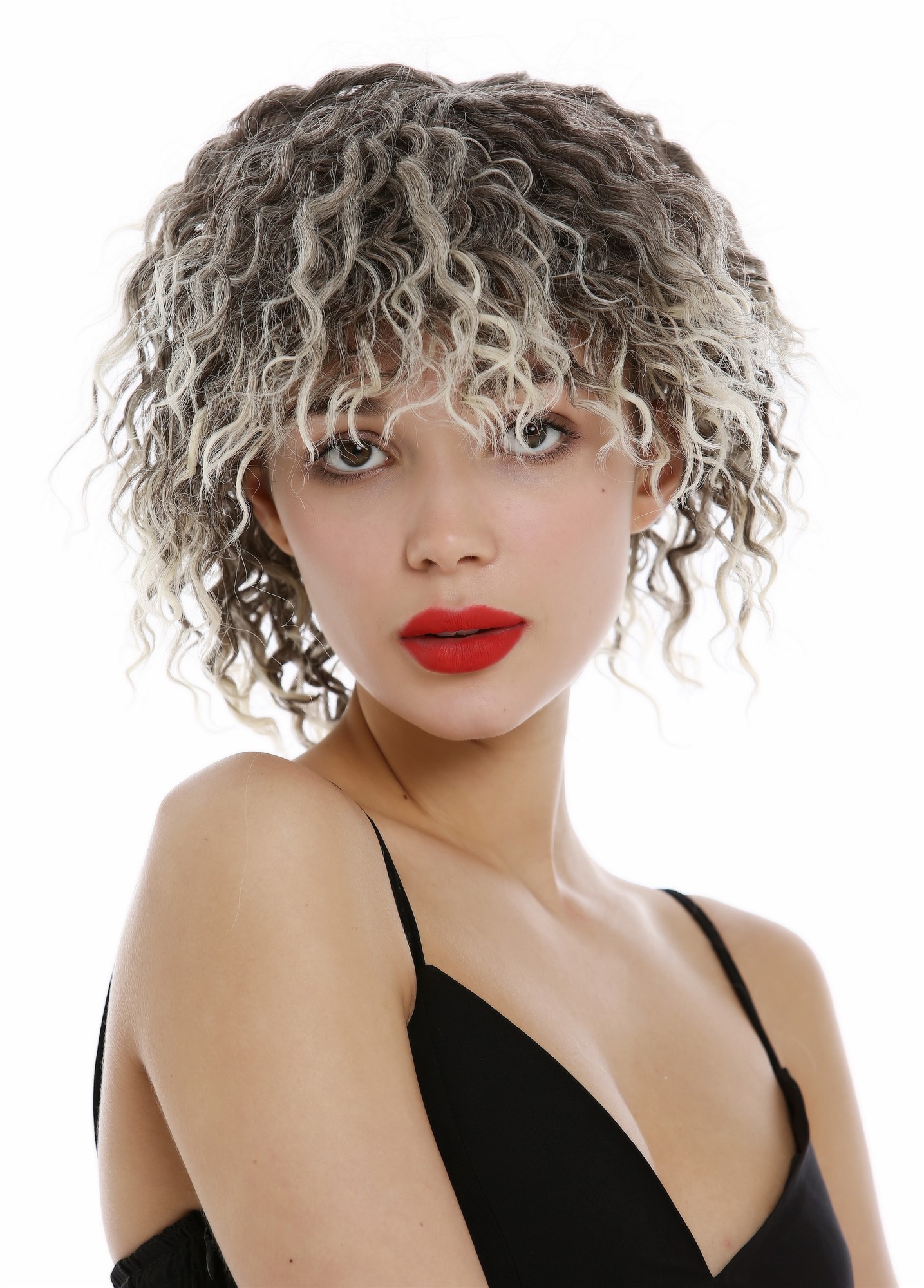 hochwertige Qualitätsperücken, Perücke kurz wild gelockt Krepplocken Braun Blond Highlights YZF-4127-6T88, Ansicht 5, WIG ME UP: Ihr Perücken Online Shop lockige Tressen-Perücke Blond-Braun-Mix kurze Haare für Damen