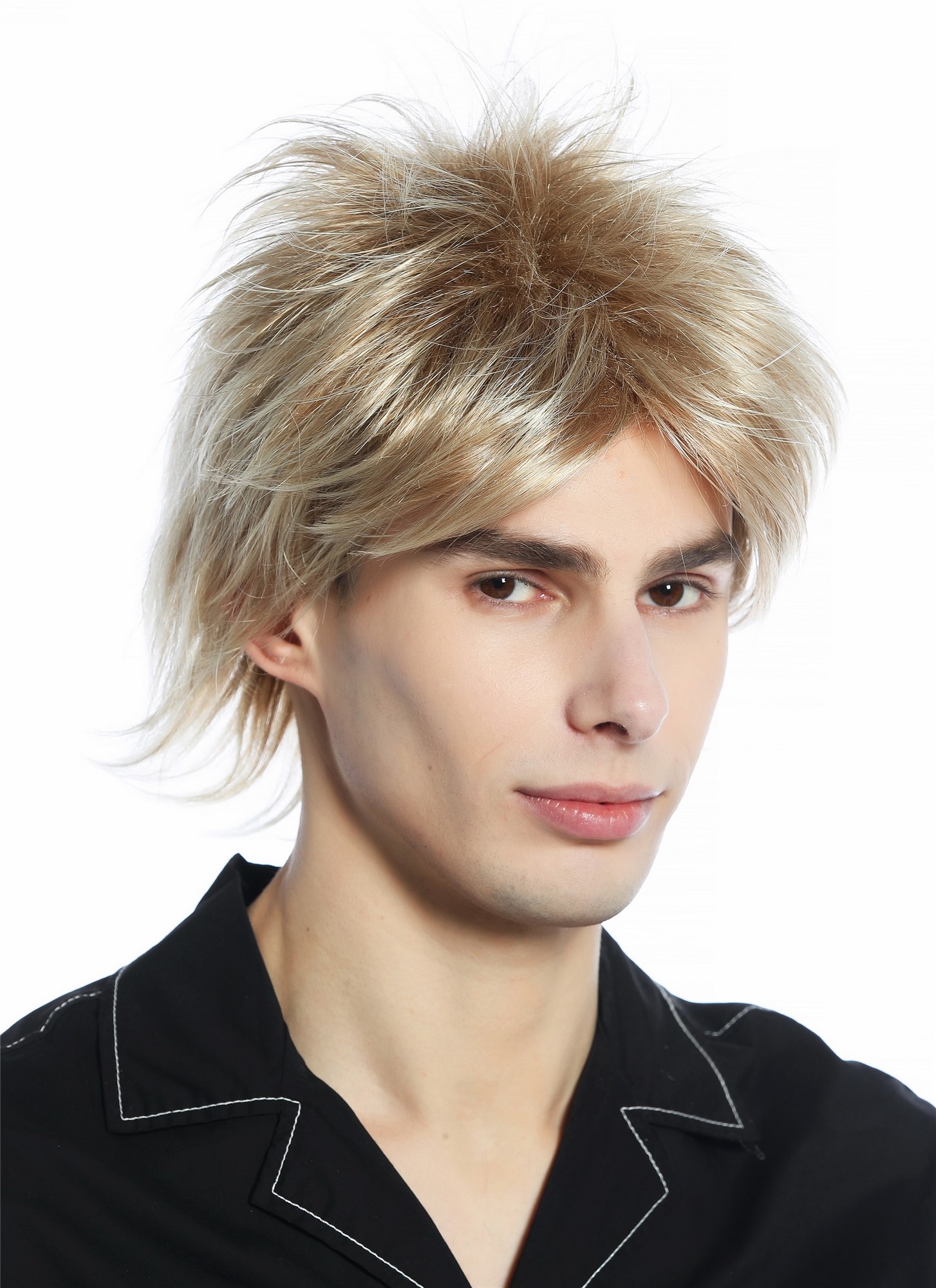Wig Men Women short wild unruly 80s retro style blond platinum highlights M-261, view 3, WIG ME UP: Your Perücken Online Shop Quality Wigs, Unisex, Blondmix, straight, short