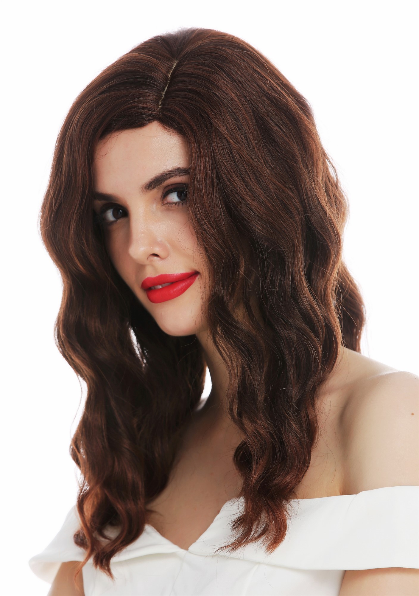 Quality Wigs, Ladies, black-brown mix, wavy, shoulder-length