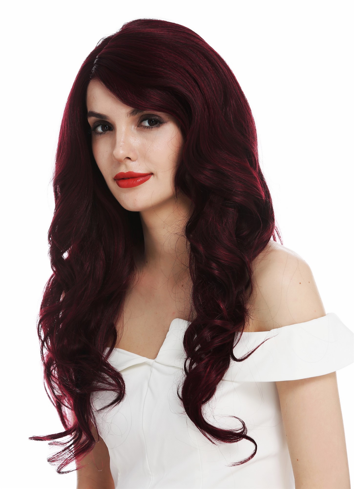 Quality Wigs, Ladies, black-red mix, curled, long