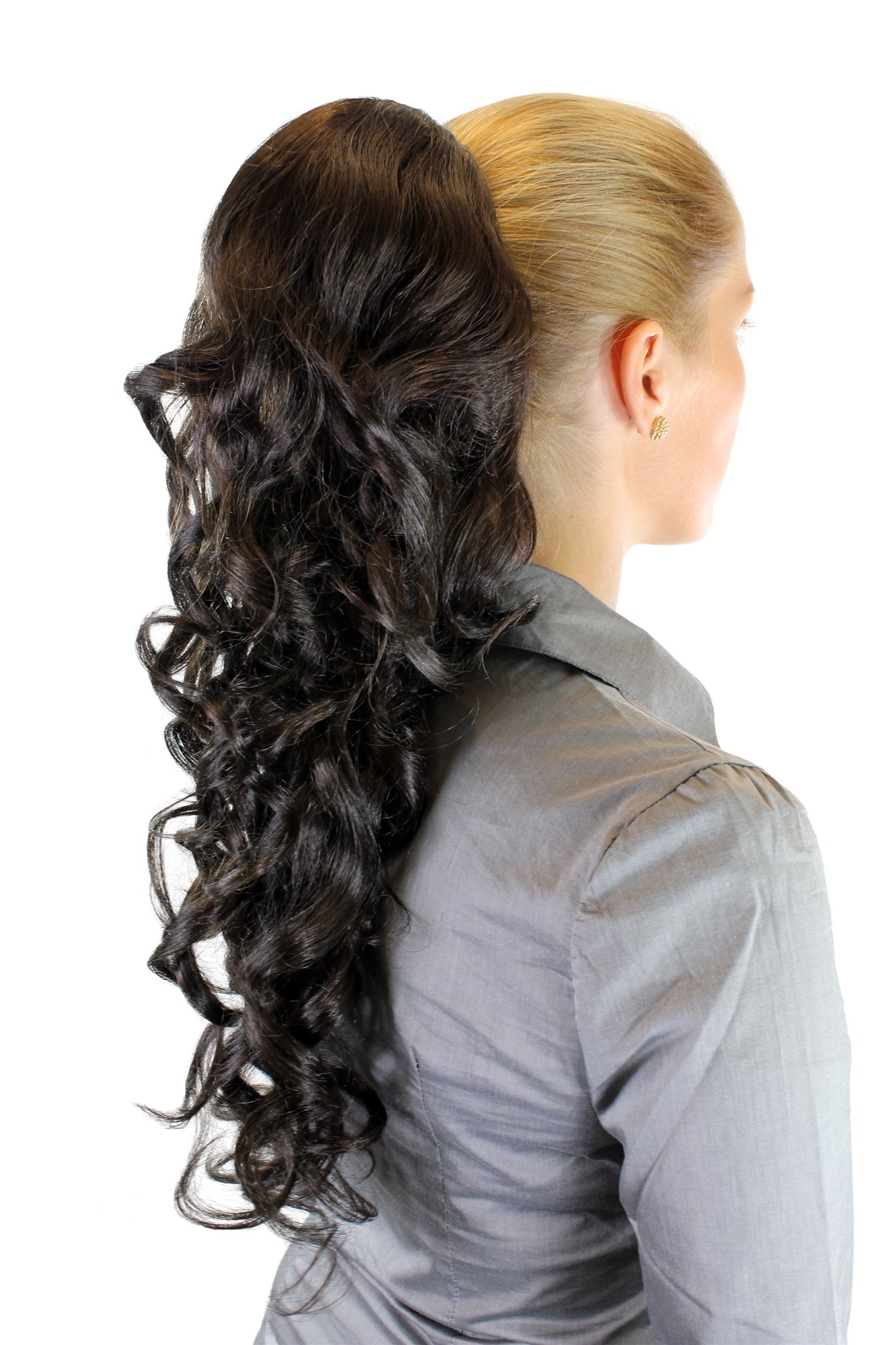 Hairpiece PONYTAIL extension LONG & AMAZING volume DARK BROWN curly BEAUTIFUL curls WK03-4, view 2, WIG ME UP: Your Perücken Online Shop Ponytails, dark brown, curled, long