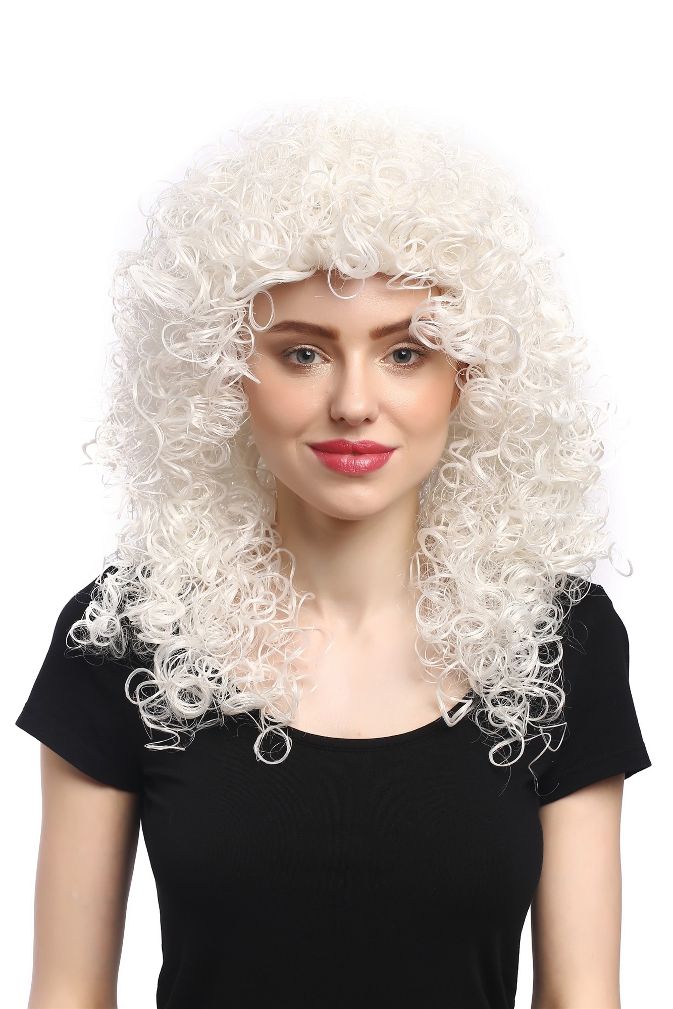 günstige Party Perücke, Perücke Locken Weißblond Engel 91122-ZA80, Ansicht 4, WIG ME UP: Ihr Perücken Online Shop lockige Party Perücke Weiß schulterlange Haare für Damen