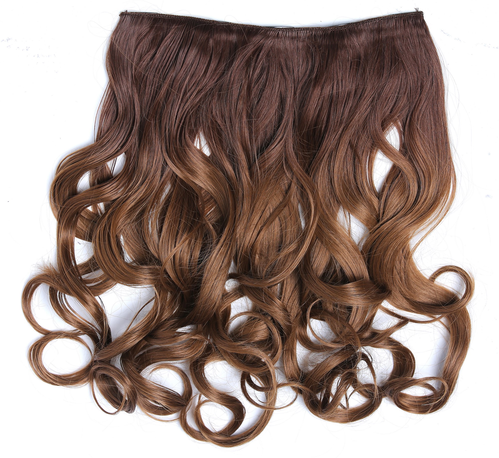Clip-in Haarverlängerung Hinterkopf breit lockig Ombre Blond Kupferblond CMT-863-053TT27, Vorderansicht, WIG ME UP: Ihr Perücken Online Shop lockige Halbperücke Blond-Mix 40 cm lang