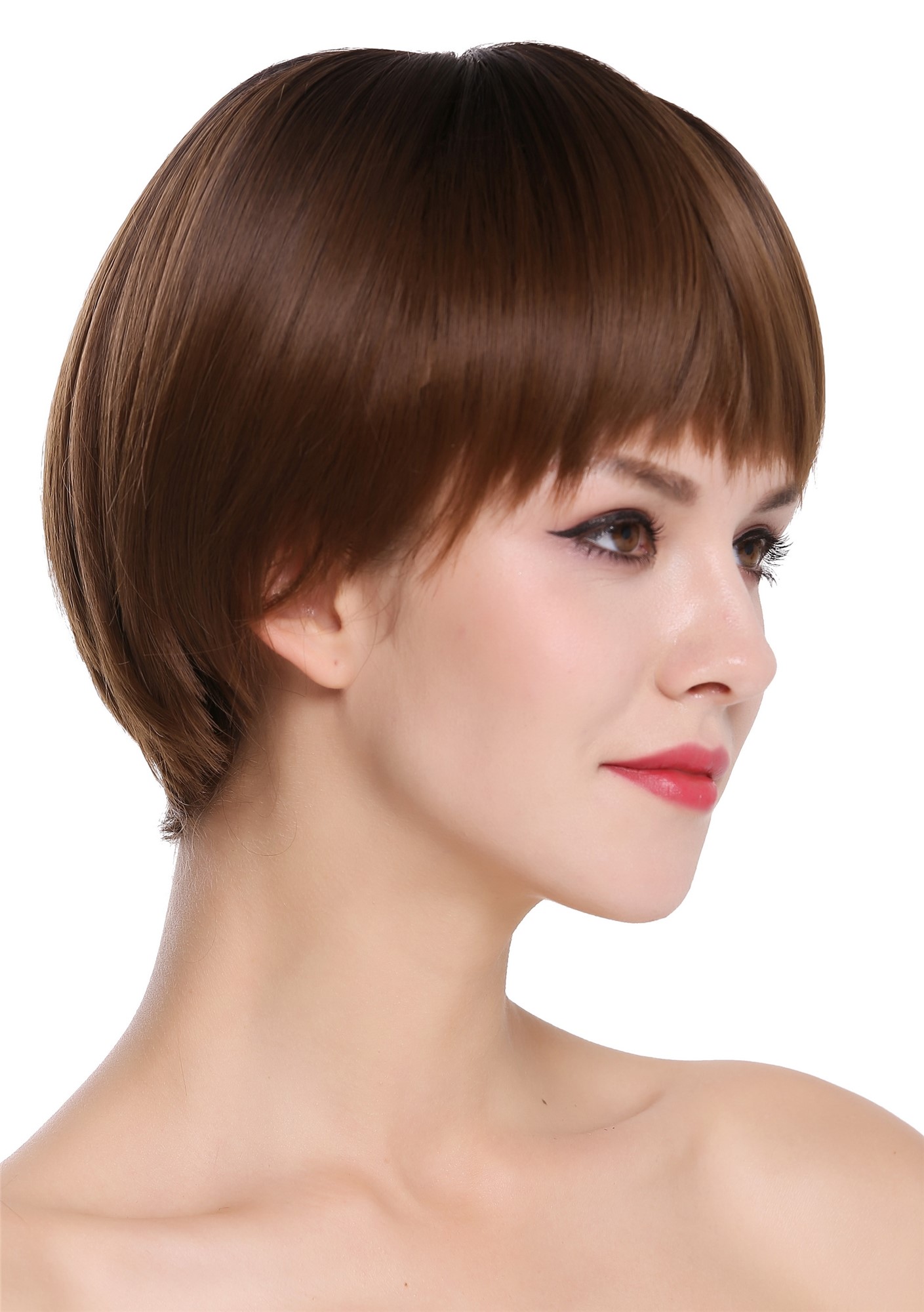 Women's wig short lady Page Bob style sleek fringe brown mix D3061R, view 2, WIG ME UP: Your Perücken Online Shop Quality Wigs, Ladies, golden brown-dark brown mix, straight, short