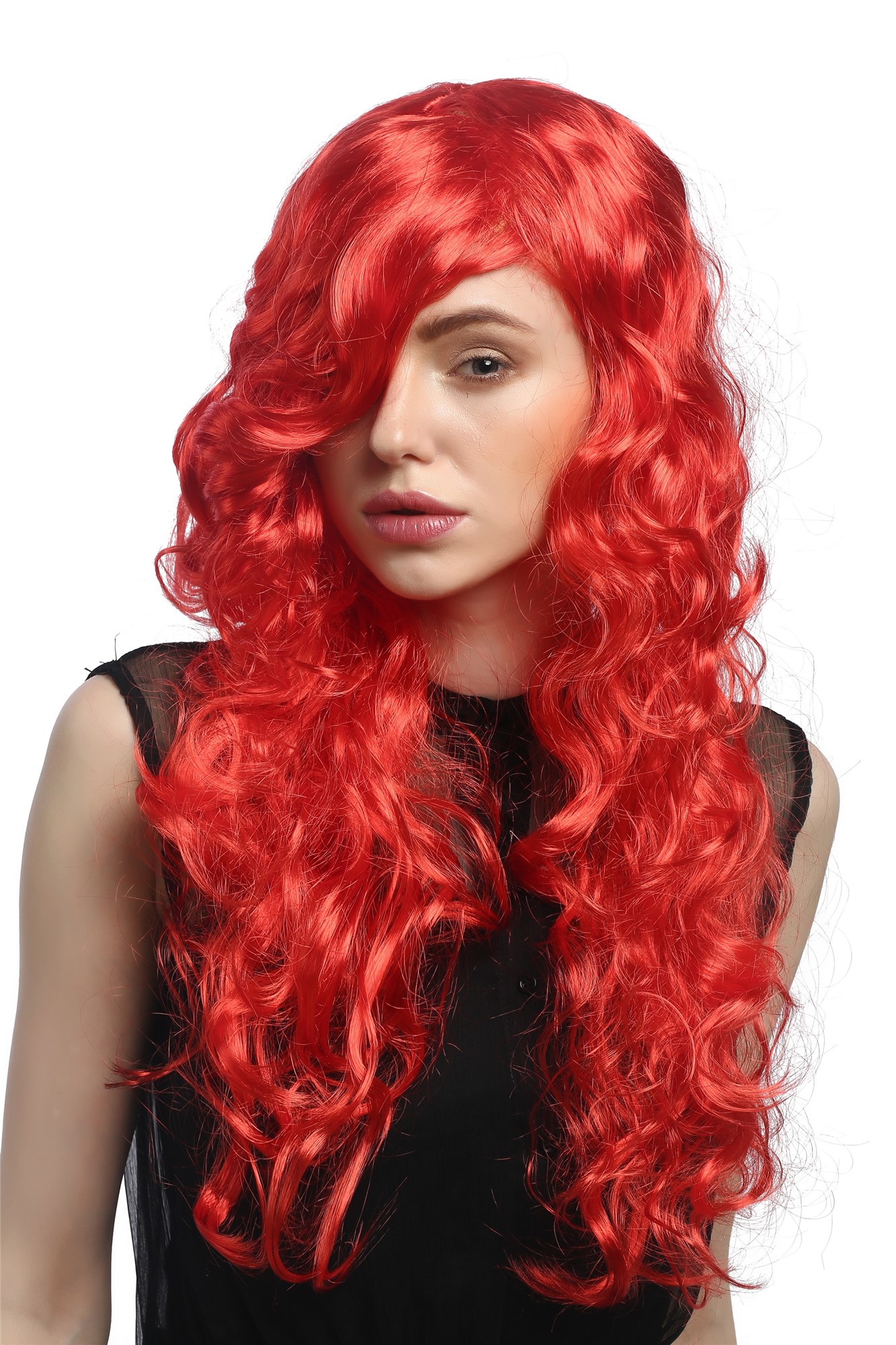 günstige Party Perücke, Perücke Rot Wellig Lang Scheitel DEC37-PC13, Ansicht 2, WIG ME UP: Ihr Perücken Online Shop wellige Party Perücke Rot lange Haare für Damen