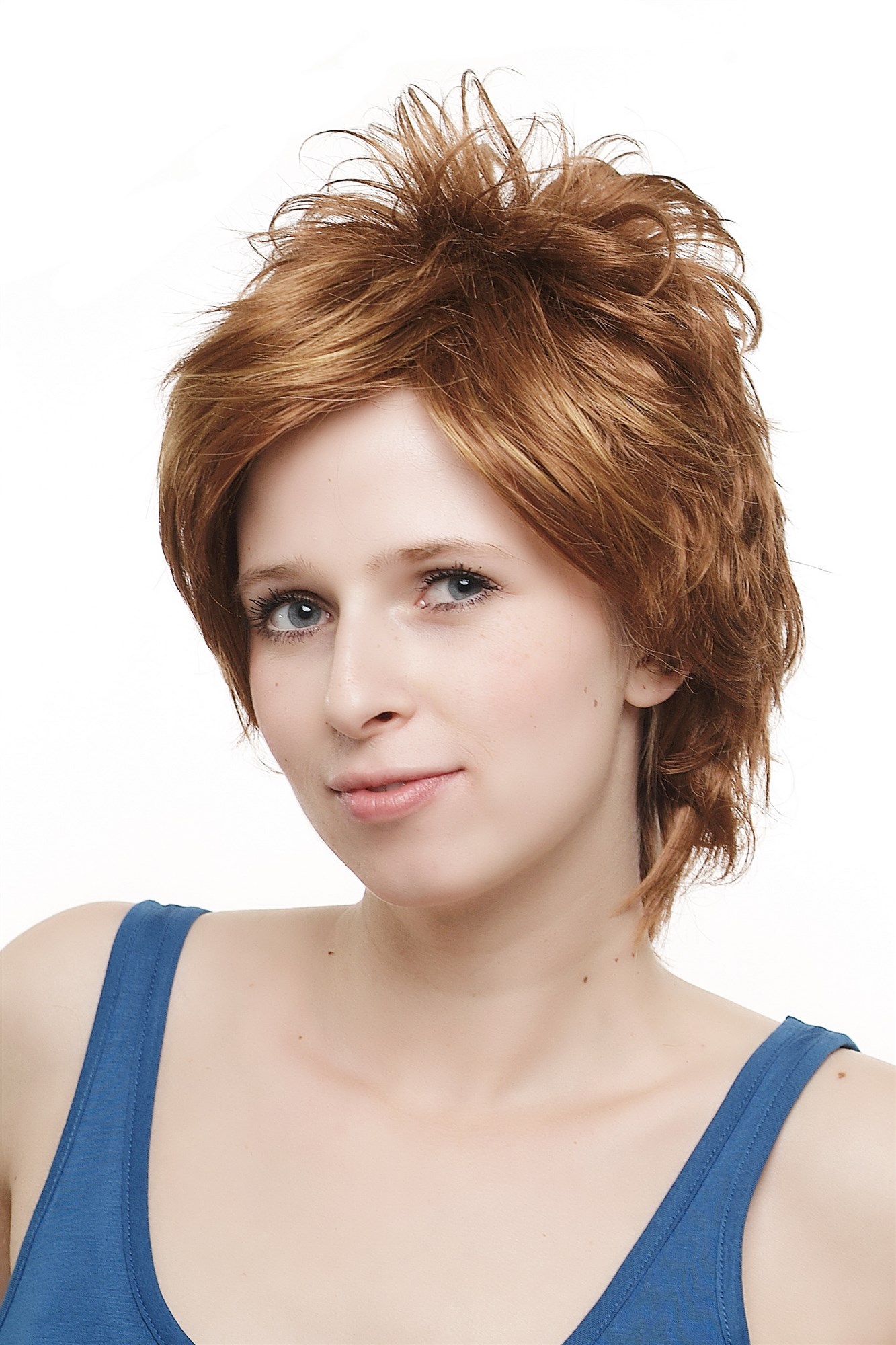 hochwertige Qualitätsperücken, Perücke kurz wild toupiert Braun/Rotbraun Mix SA024-30H16, Ansicht 4, WIG ME UP: Ihr Perücken Online Shop wellige Tressen-Perücke Braun-Rotbraun-Mix kurze Haare für Damen