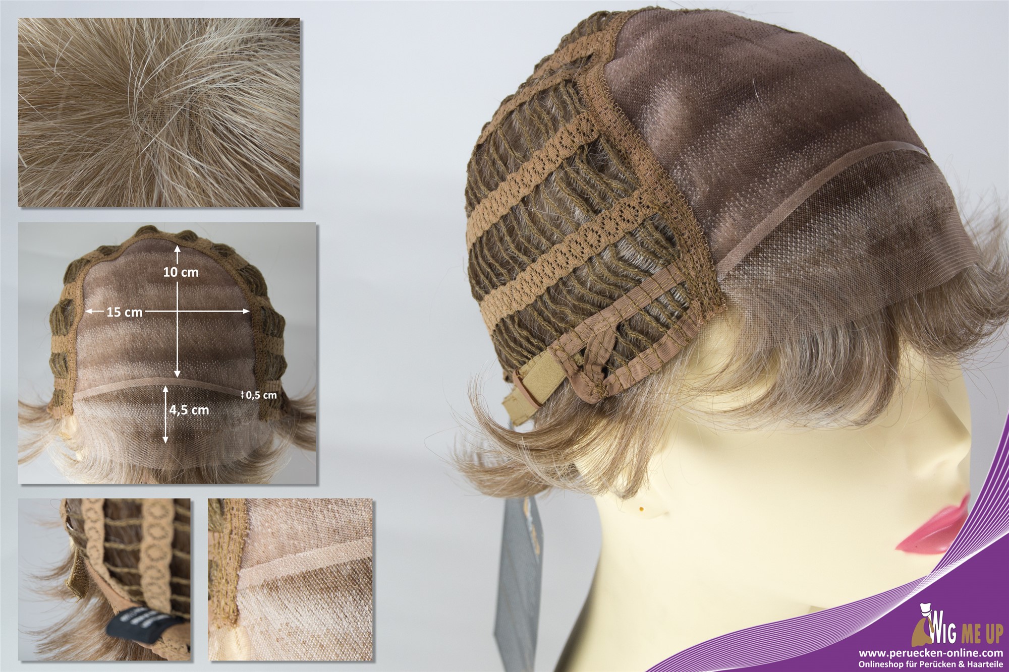 Lady wig bob short sleek parting lady monofilament blonde highlights SARA-MF, view 5, WIG ME UP: Your Perücken Online Shop Quality Wigs, Ladies, silver blonde-light brown mix, straight, short