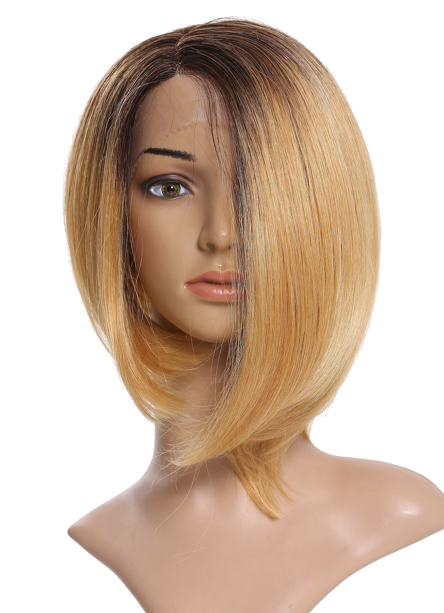 Lady wig lace front mono short sleek long bob ombre dark brown blonde MLC156-MF, view 7, WIG ME UP: Your Perücken Online Shop Quality Wigs, Ladies, orange blonde-dark brown mix, straight, short