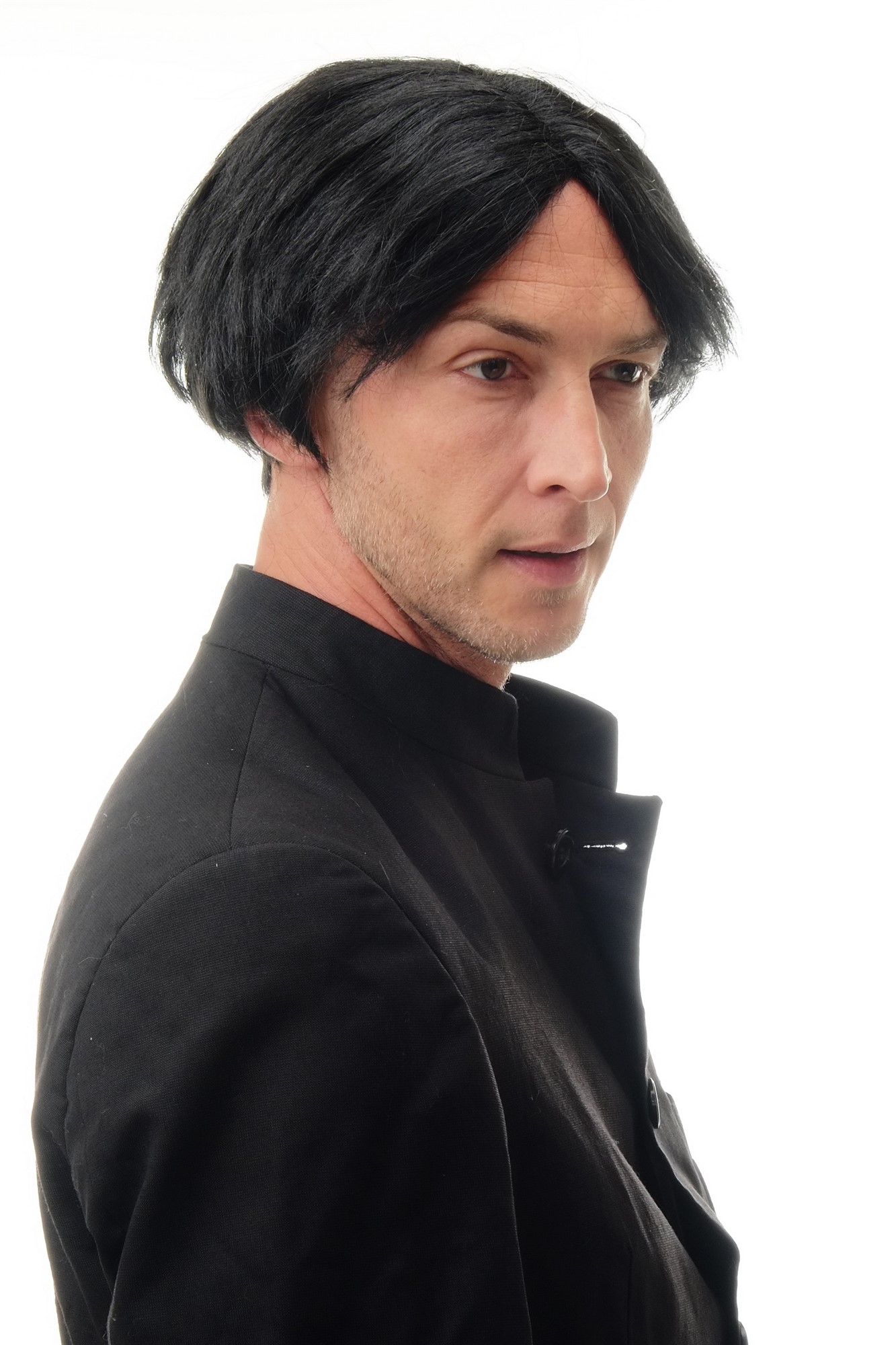 90983-ZA103 Lady or Men Party Wig Halloween Fancy Dress short black middle parting, view 4, WIG ME UP: Your Perücken Online Shop Party Wig, Unisex, Black, straight, short