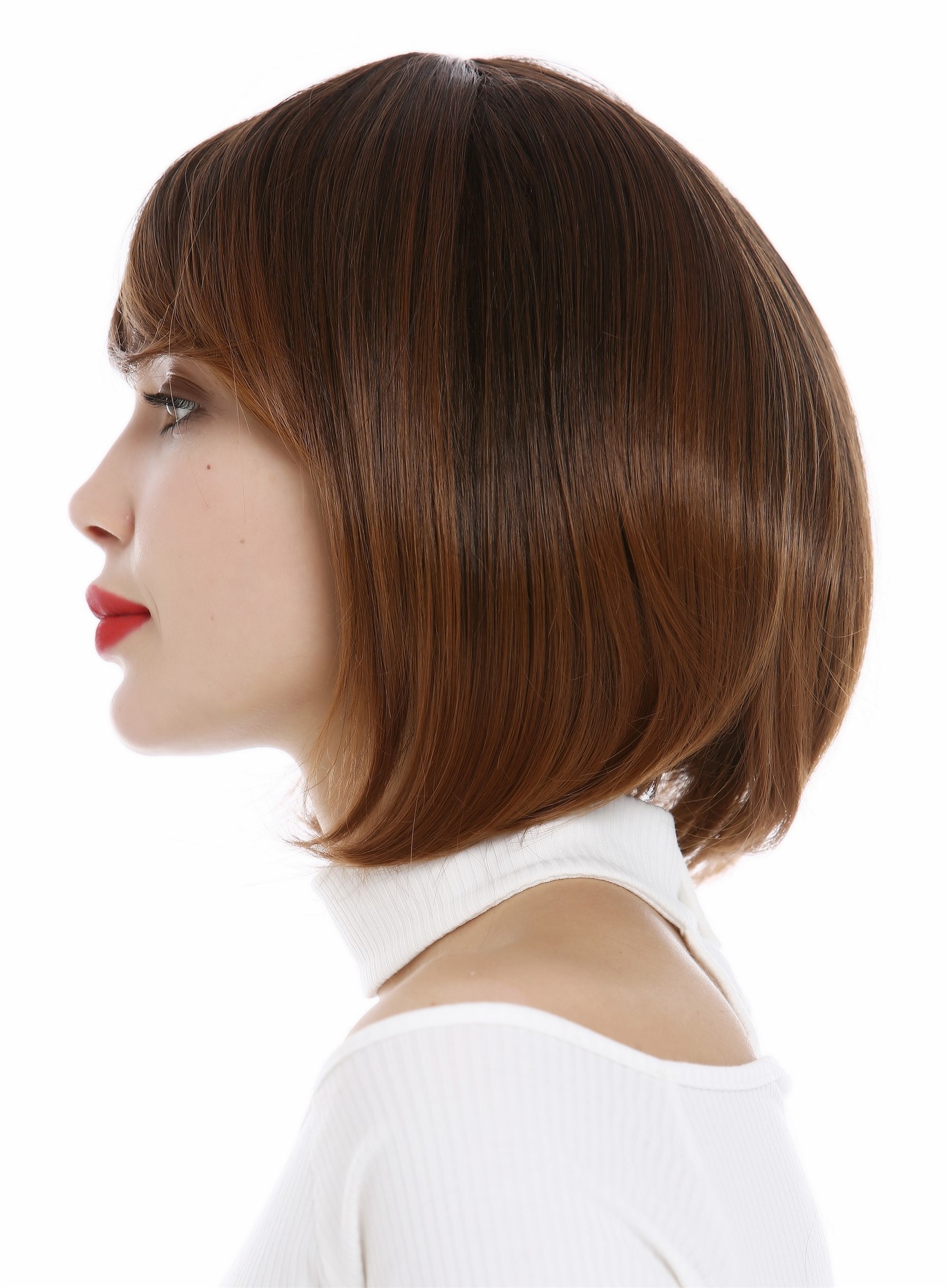 hochwertige Qualitätsperücken, Perücke Damen Long Bob Longbob mit Scheitel volles Haar Kastanie Braun 1215-2T30, Ansicht 3, WIG ME UP: Ihr Perücken Online Shop glatte Tressen-Perücke mit Kopfhaut-Imitat Mittelbraun kurze Haare für Damen