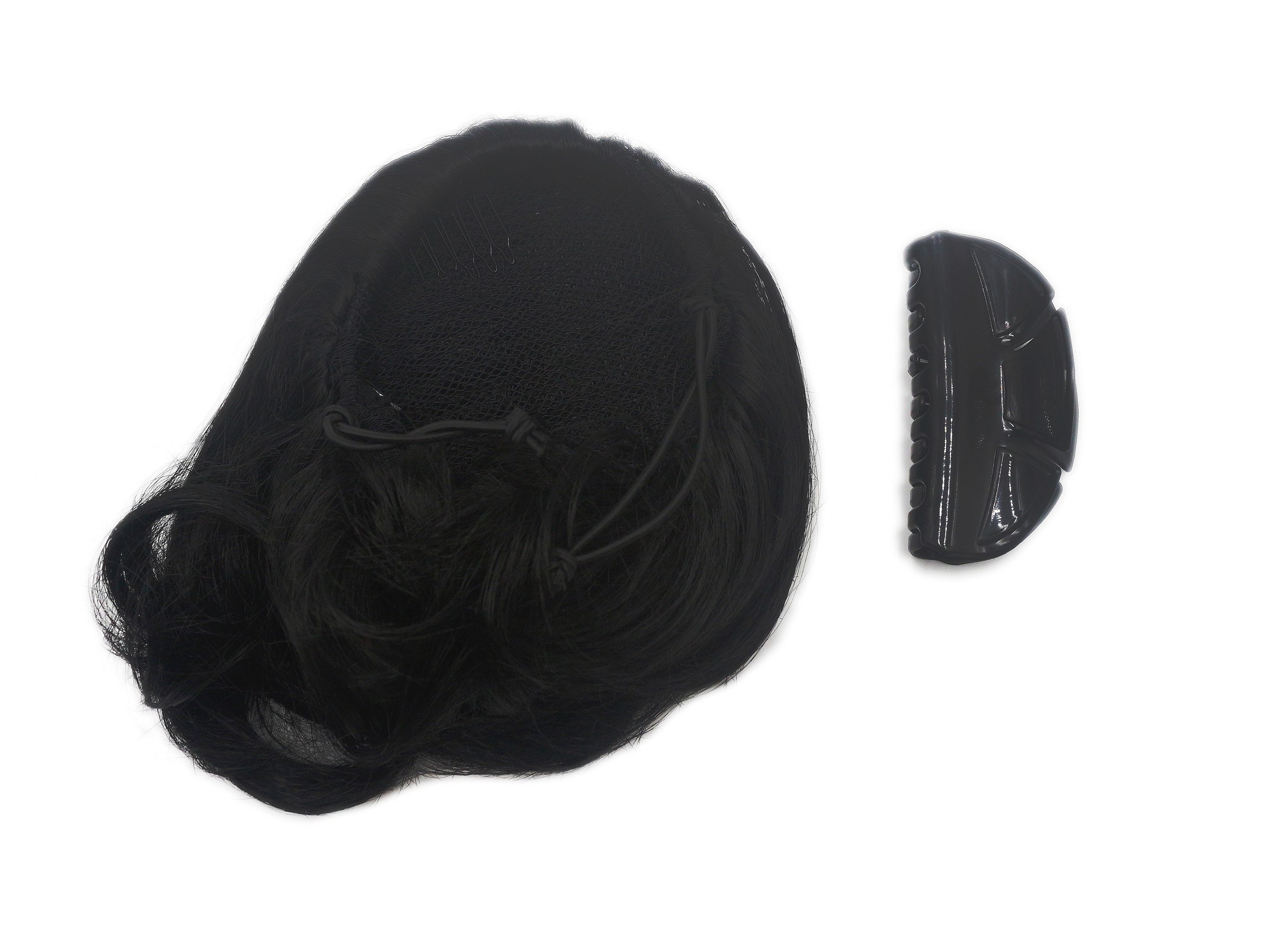 Ponytail Hairpiece very short straight voluminous like hair bun black 909AB-V, view 4, WIG ME UP: Your Perücken Online Shop Ponytails, Black, curled, short