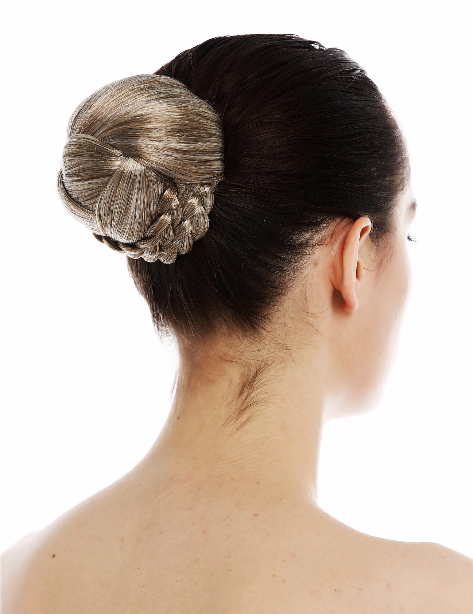 Dutt Haardutt Chignon traditionell geflochten Braun-Blond-Mix TYP-0062-12/26/613, Vorderansicht, WIG ME UP: Ihr Perücken Online Shop geflochtener Dutt Haarteil Braun-Blond-Mix