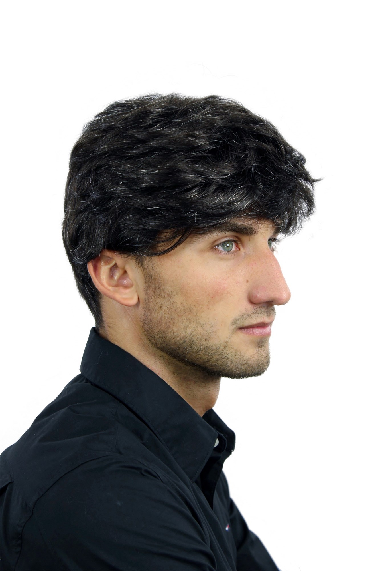 CM-195-3+613 Men Gents  Wig short wavy very dense dark brown with streaks of gray grey, view 5, WIG ME UP: Your Perücken Online Shop Quality Wigs, Men, dark brown-light blonde mix, wavy, short