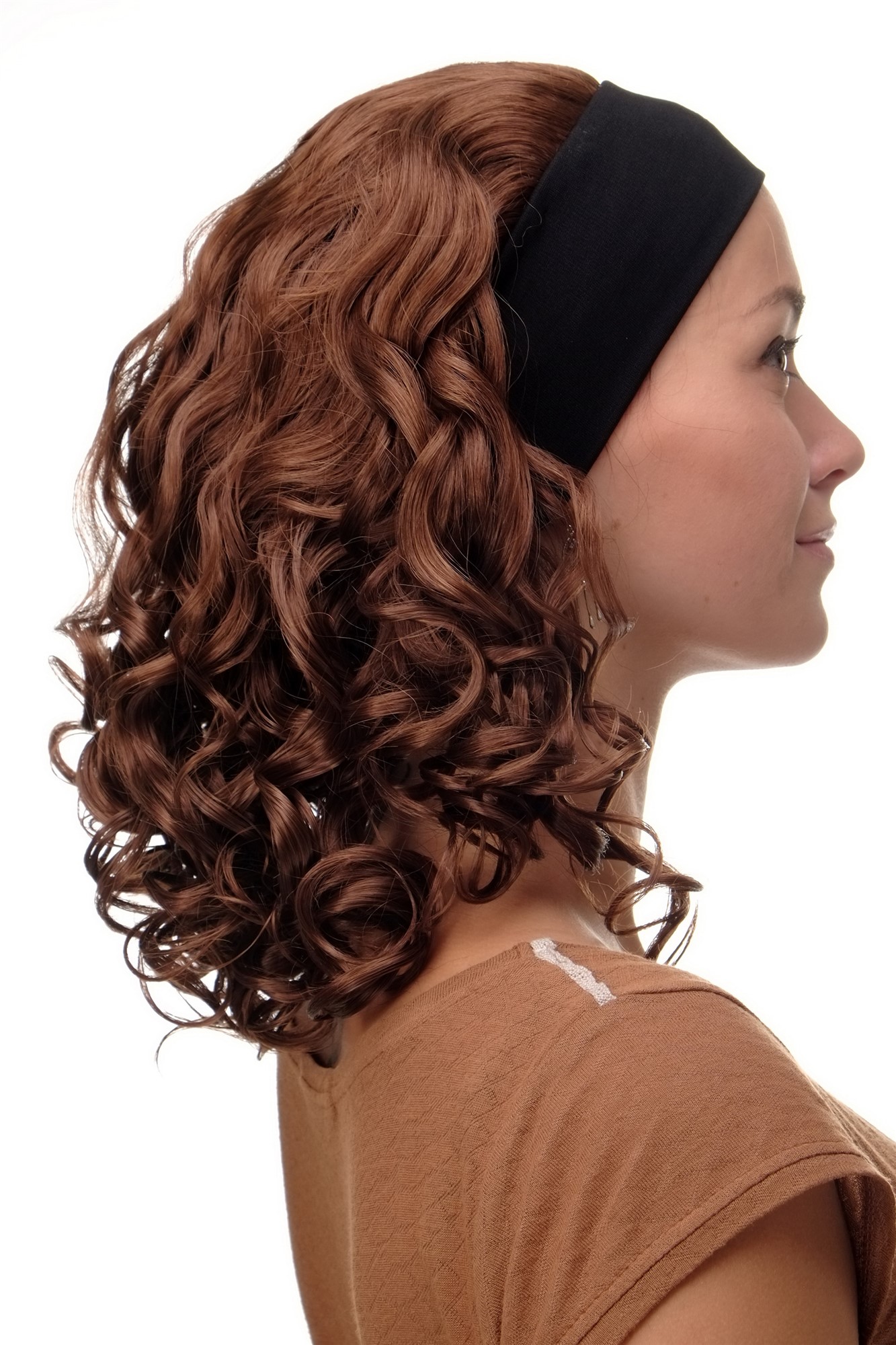 BRO-704-30 Lady  Wig fixed black head band shoulder length very voluminous curled copper brown, view 3, WIG ME UP: Your Perücken Online Shop Quality Wigs, Ladies, copper brown, curled, shoulder-length