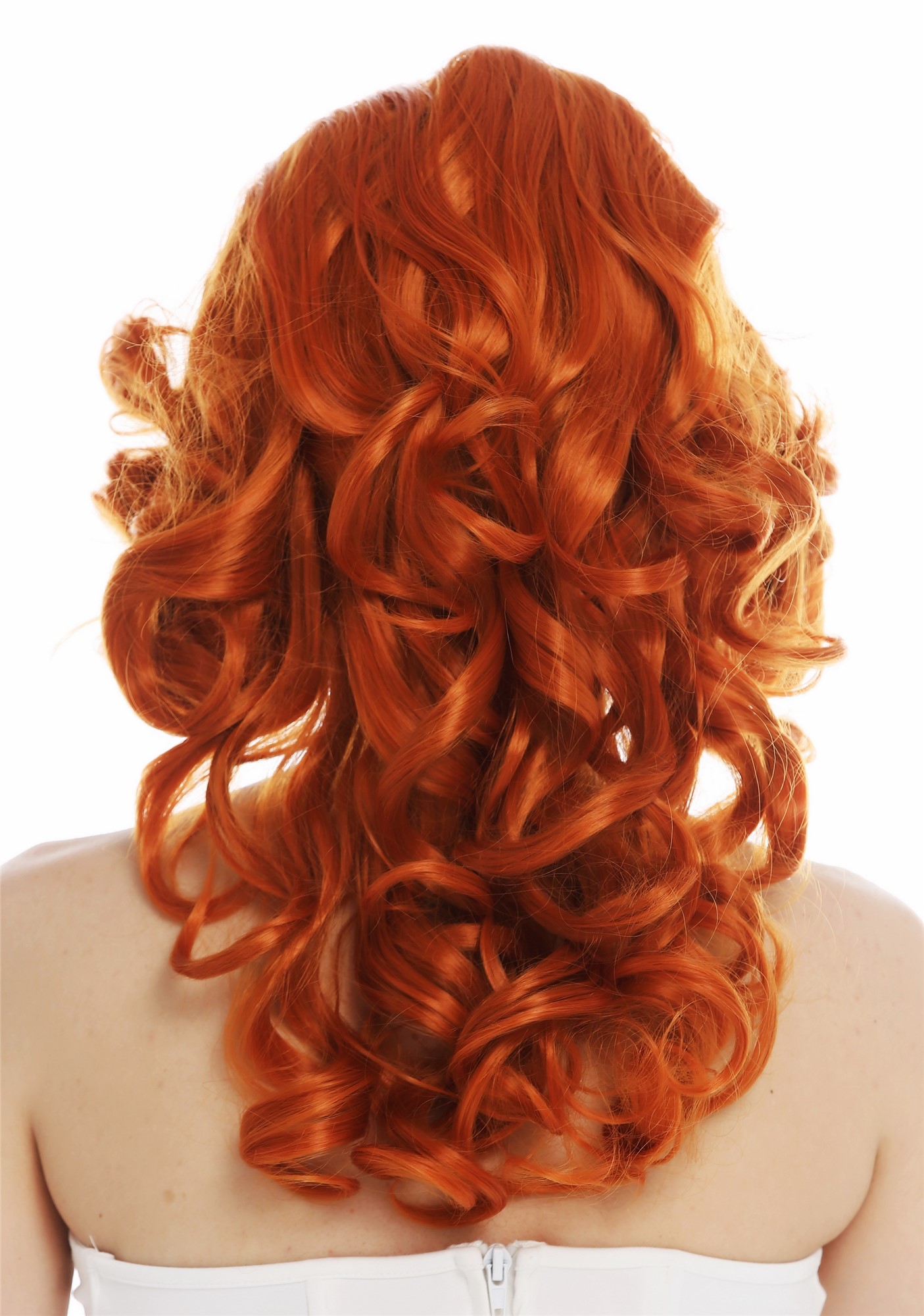 hochwertige Qualitätsperücken, Perücke Diva 80er Wellig Orange Rot WL-3010-T2735, Ansicht 6, WIG ME UP: Ihr Perücken Online Shop lockige Tressen-Perücke Orangerot schulterlange Haare für Damen