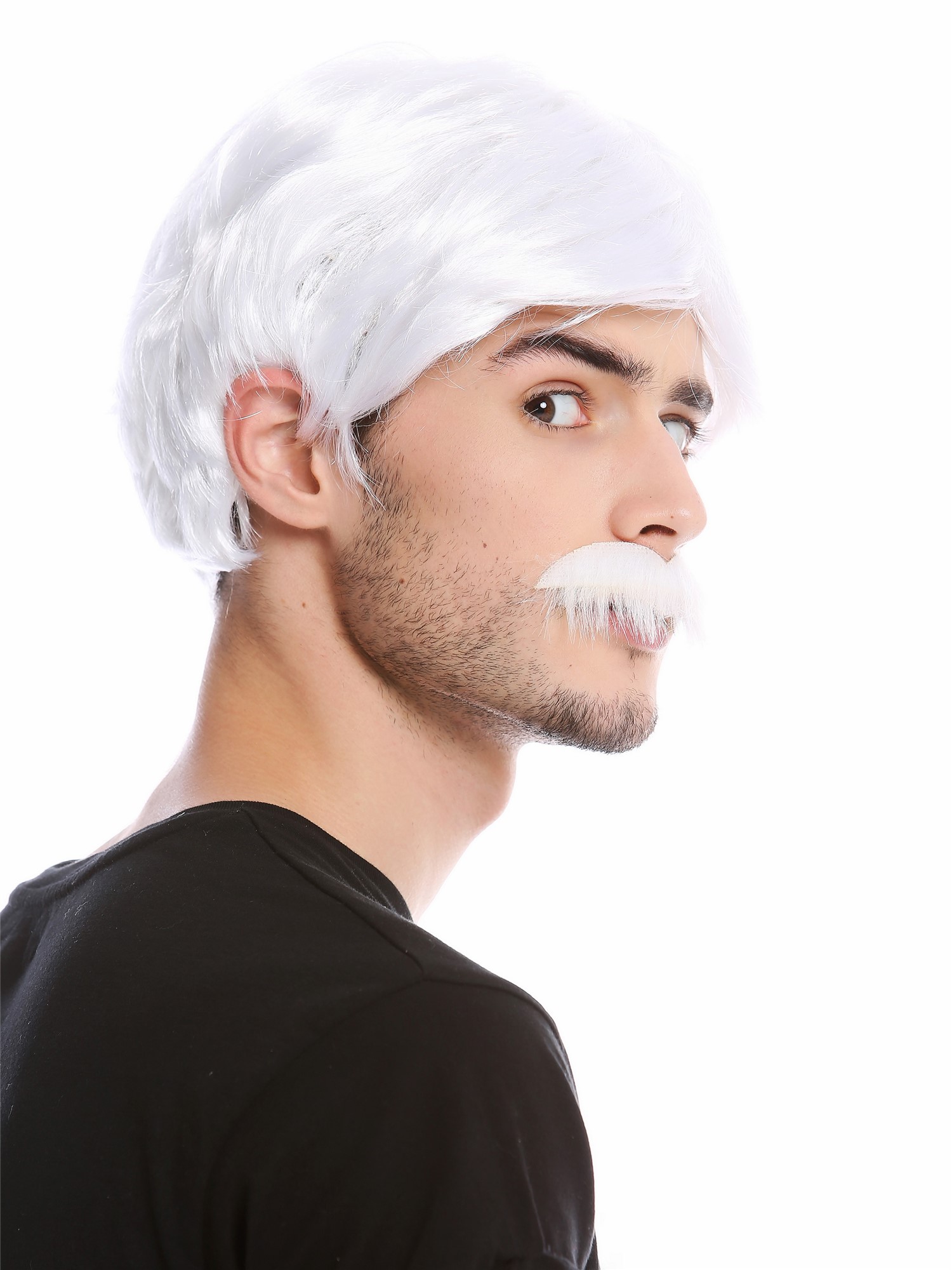 Wig & Beard Mustache Set Men Old Playboy Gigolo 70s Cop Detective white 4219, view 4, WIG ME UP: Your Perücken Online Shop Party Wig, Men, White, wavy, short