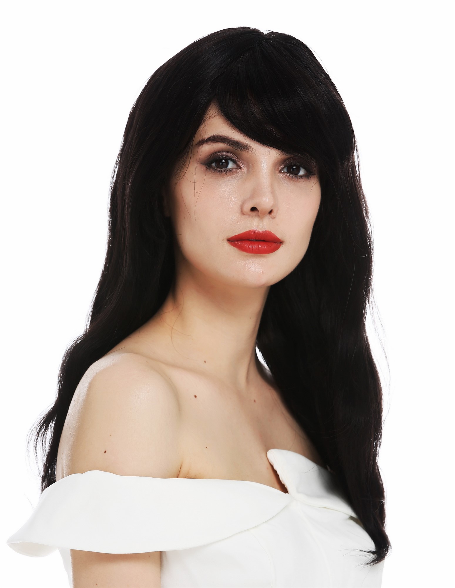 Quality Wigs, Ladies, velvet black, straight, shoulder-length, Real Human Hair