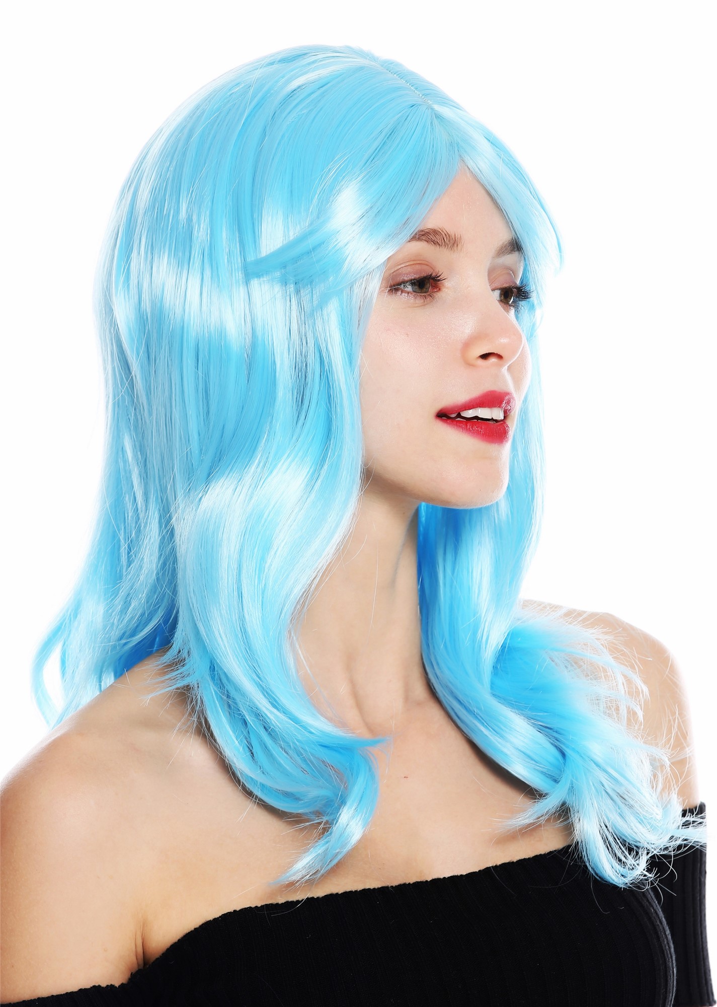 Women's wig lady long slightly waved wavy parted light blue GFW2247, view 3, WIG ME UP: Your Perücken Online Shop Quality Wigs, Ladies, light blue, wavy, long