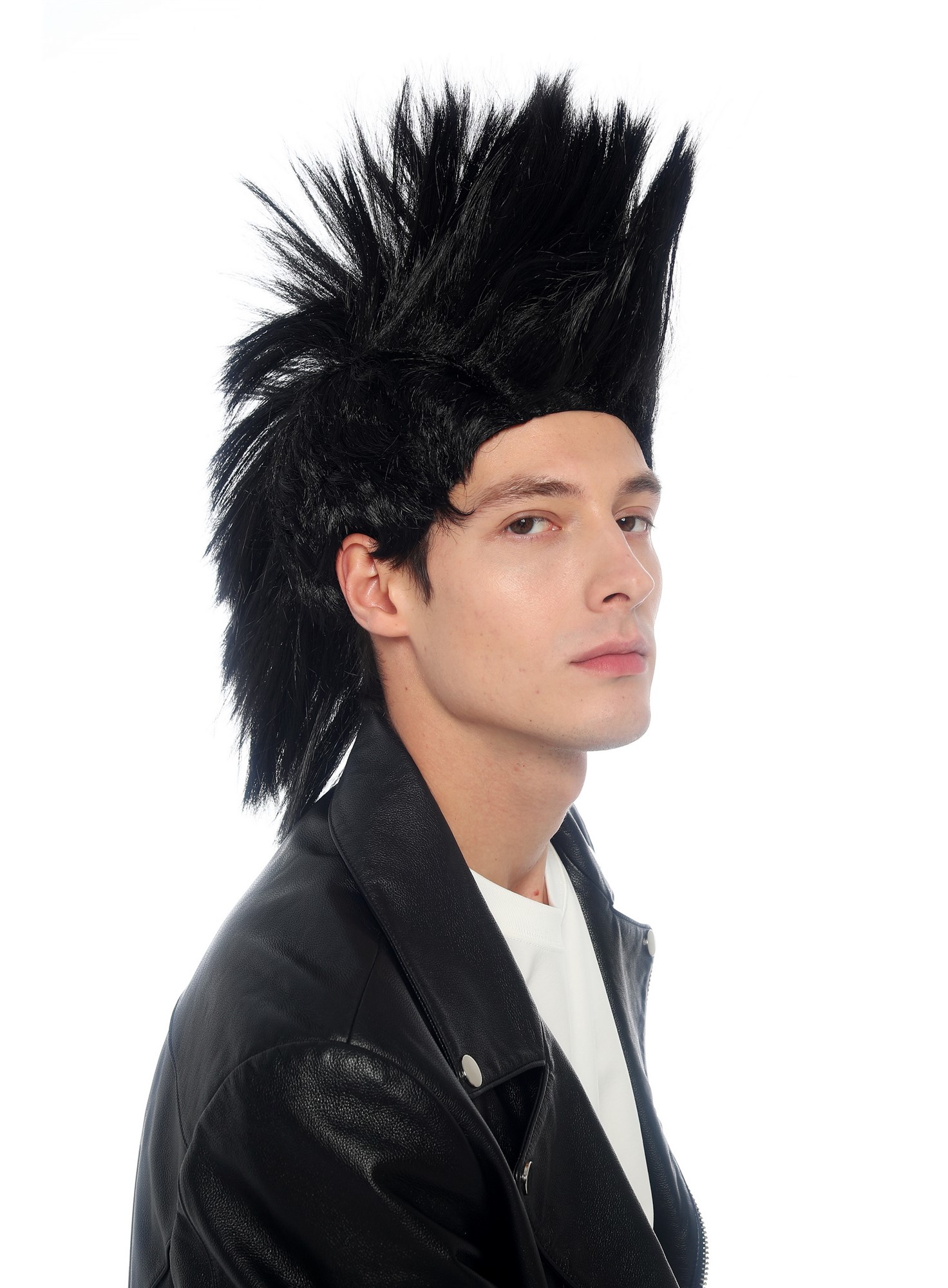 Perücke Punk Iro Mohawk Punker schwarz CW-069-P103