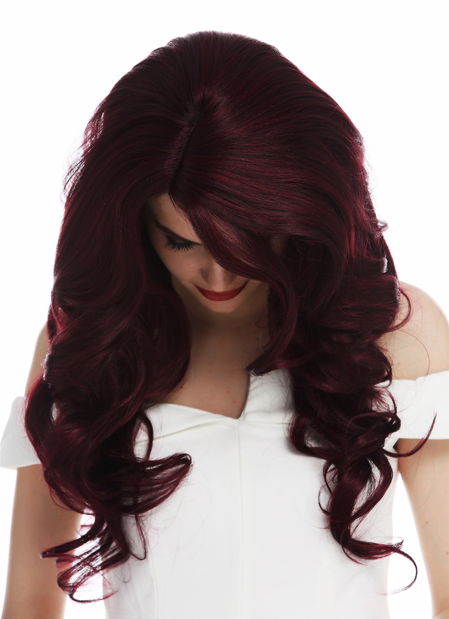 Quality Wigs, Ladies, black-red mix, curled, long