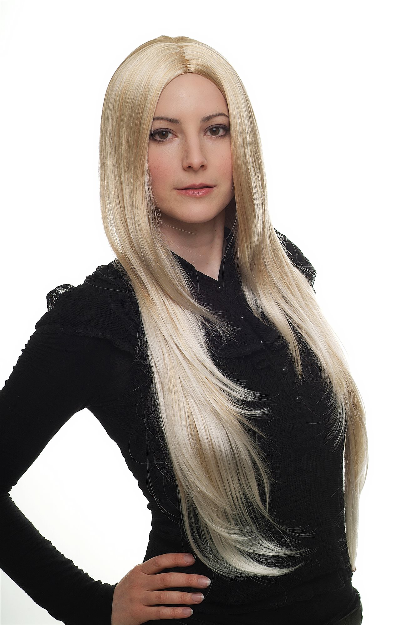 Lady wig women very long straight middle-parting blonde 70's Look 3217, front view, WIG ME UP: Your Perücken Online Shop Quality Wigs, Ladies, Blonde, straight, very long