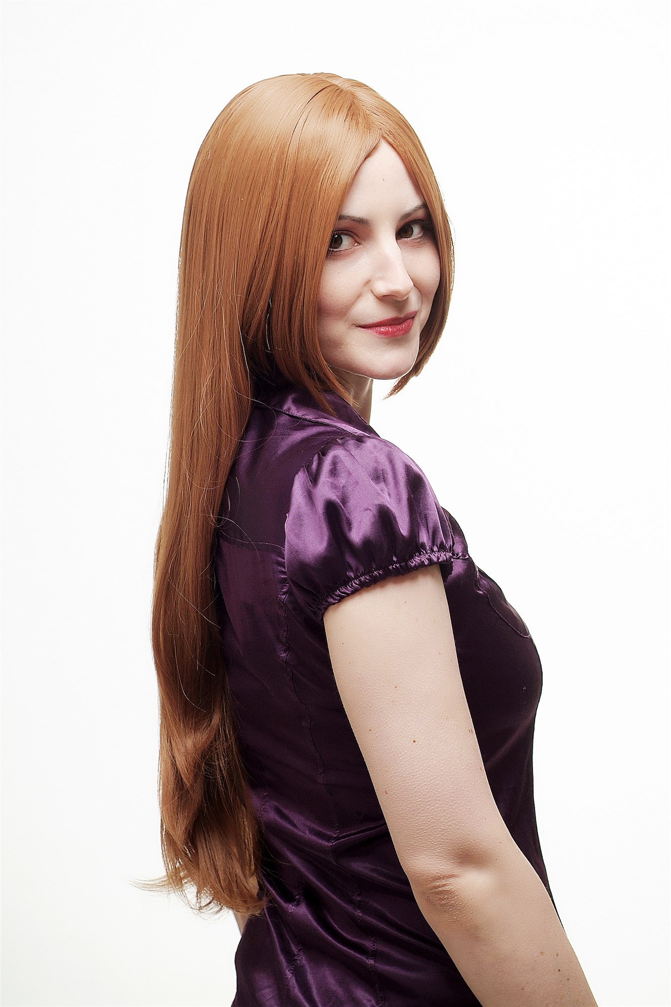 hochwertige Qualitätsperücken, Perücke Rotblond Glatt lang Mittelscheitel 3442-J22, Ansicht 2, WIG ME UP: Ihr Perücken Online Shop glatte Tressen-Perücke mit Kopfhaut-Imitat Rotblond lange Haare für Damen