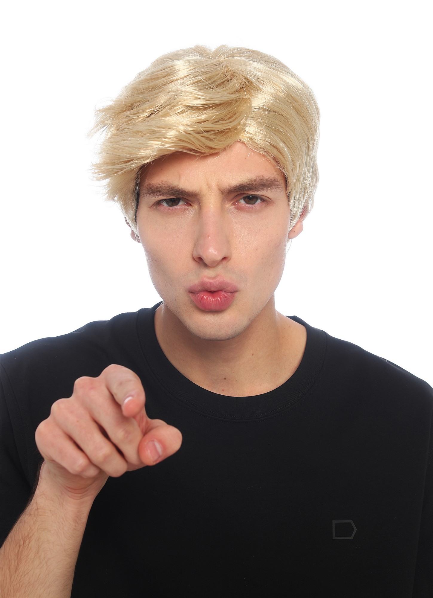 wellige Party-Perücke Lichtblond 25 cm lange Perücke für Herren