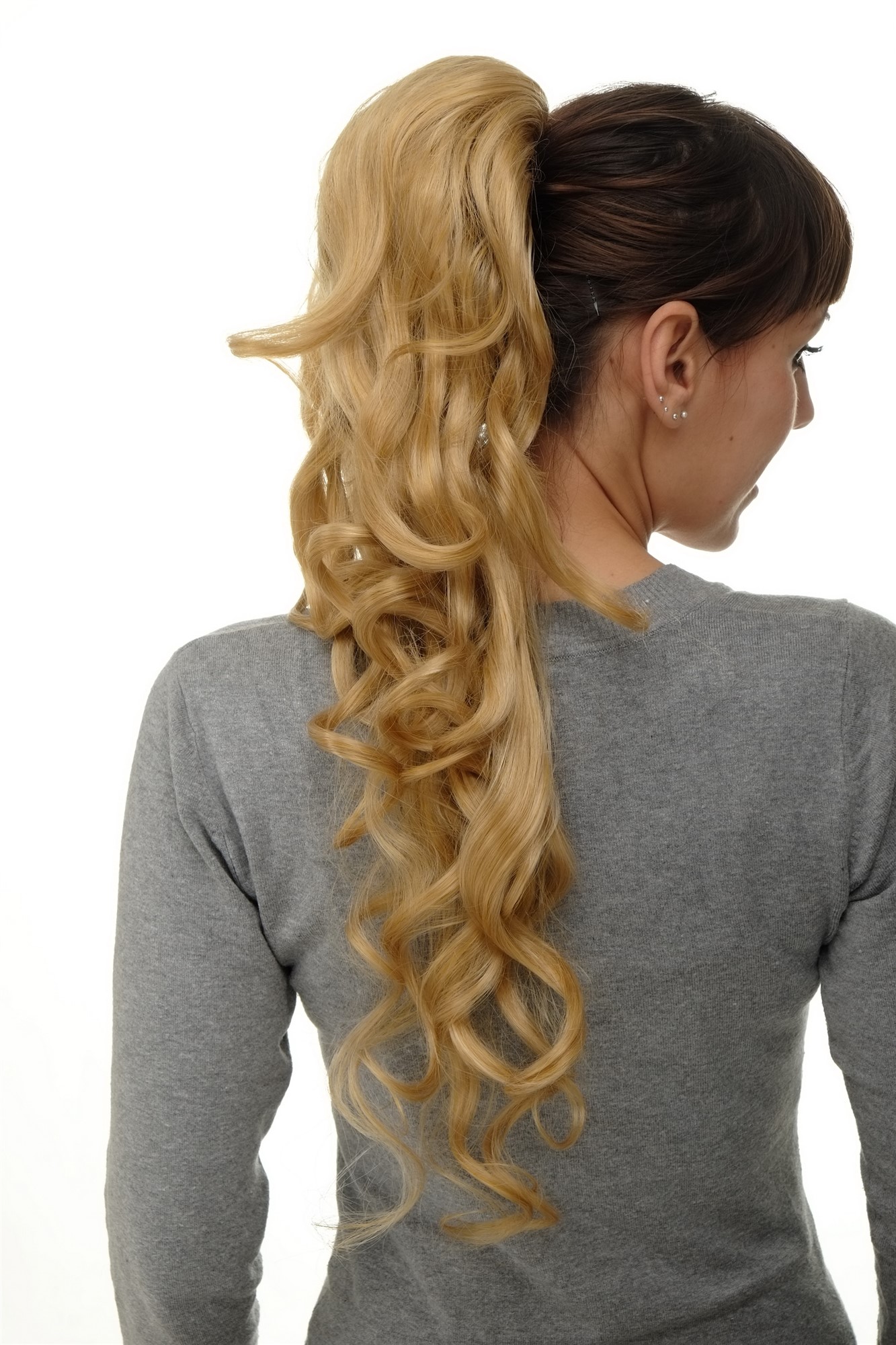 Ponytail clamp combs draw string curled voluminous long bright blond mix WK08, view 5, WIG ME UP: Your Perücken Online Shop Ponytails, golden blonde-light blonde mix, curled, long