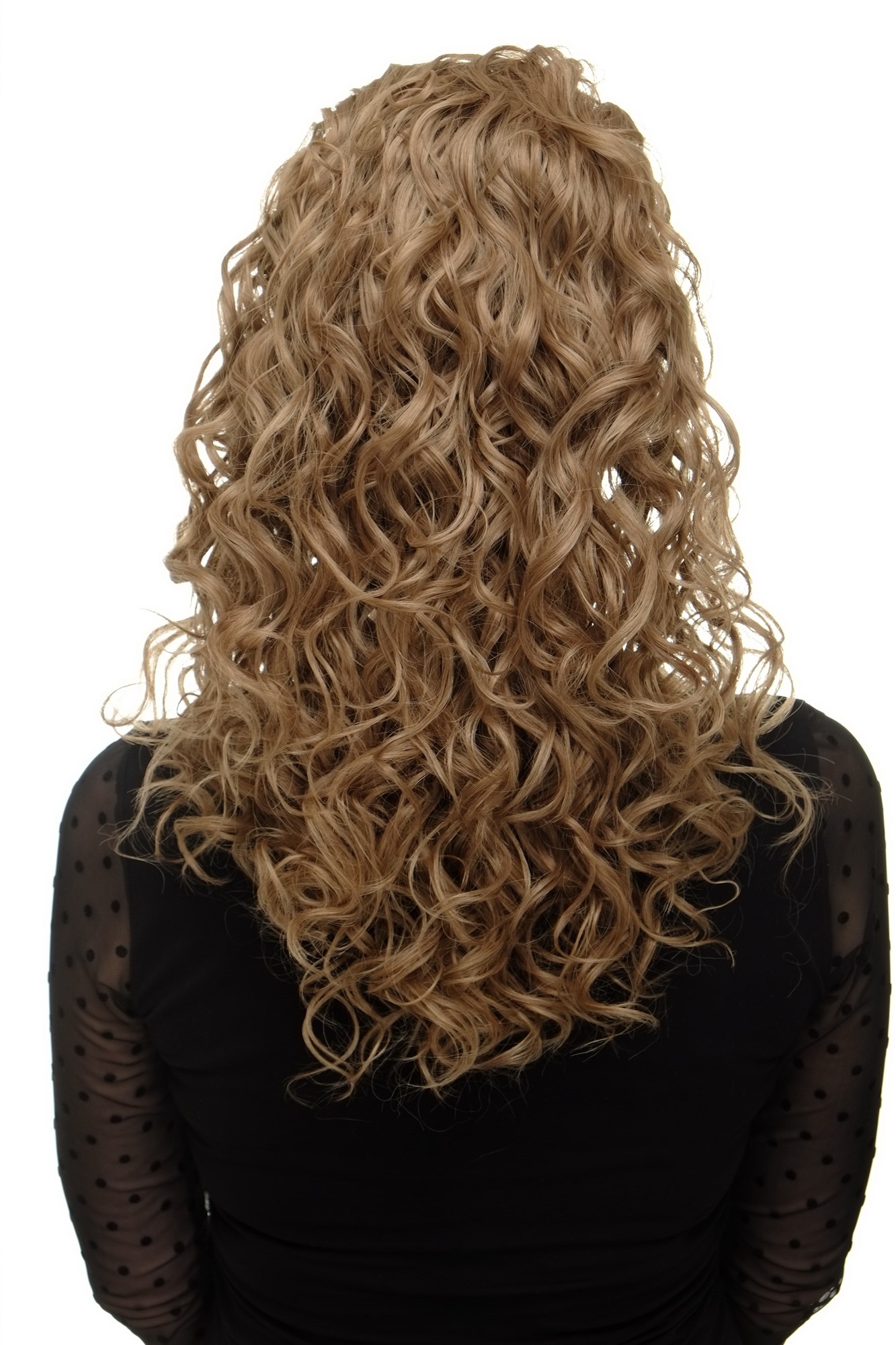 Hairpiece Ponytail with 2 combs/clips & elastic draw string long full curls voluminous honey blond, front view, WIG ME UP: Your Perücken Online Shop Ponytails, honey blonde, curled, shoulder-length