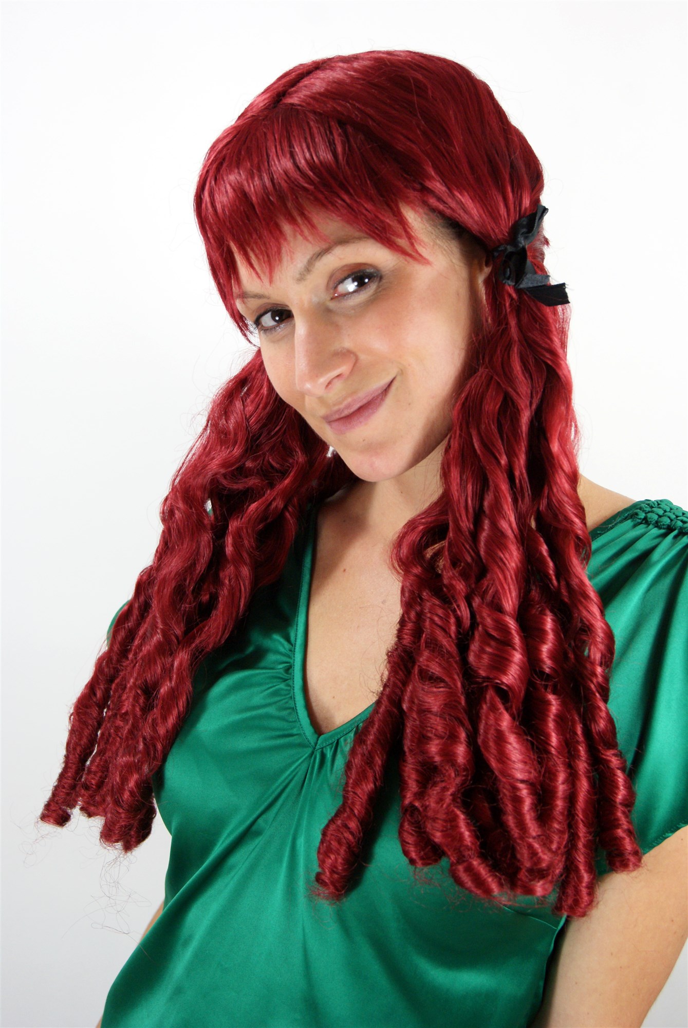 günstige Party Perücke, Perücke rote Zöpfe Spirallocken SY-032-HK39, Ansicht 2, WIG ME UP: Ihr Perücken Online Shop lockige Party Perücke Rotbraun lange Haare für Damen