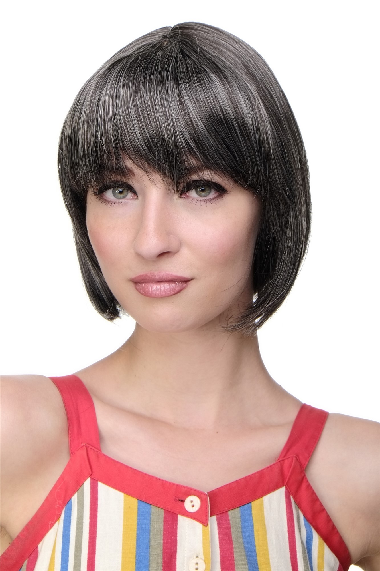 Quality Wigs, Ladies, dark brown-gray, straight, short