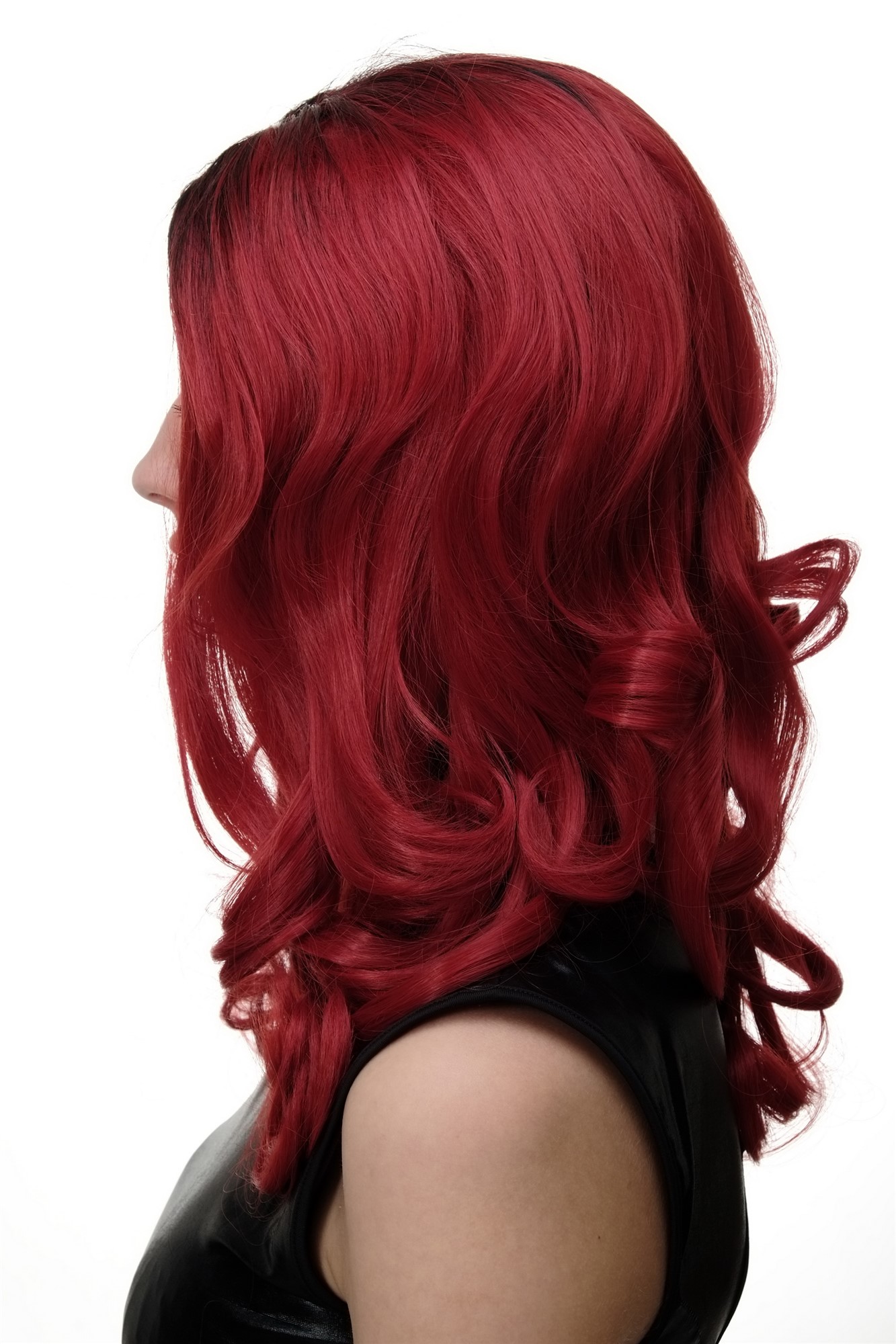 hochwertige Qualitätsperücken, Perücke Rot Mix Ombre lang GFW1832-RED-M130M, Ansicht 4, WIG ME UP: Ihr Perücken Online Shop lockige Tressen-Perücke mit Kopfhaut-Imitat Rot-Mix lange Haare für Damen