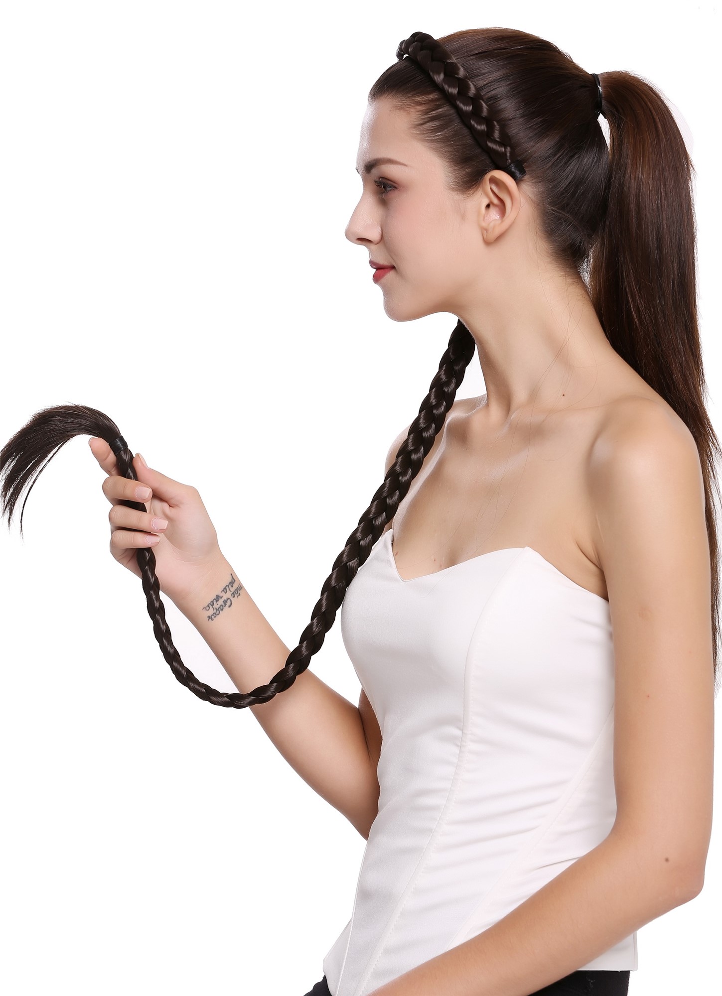 Hair Circlets, medium brown, Braided, very long