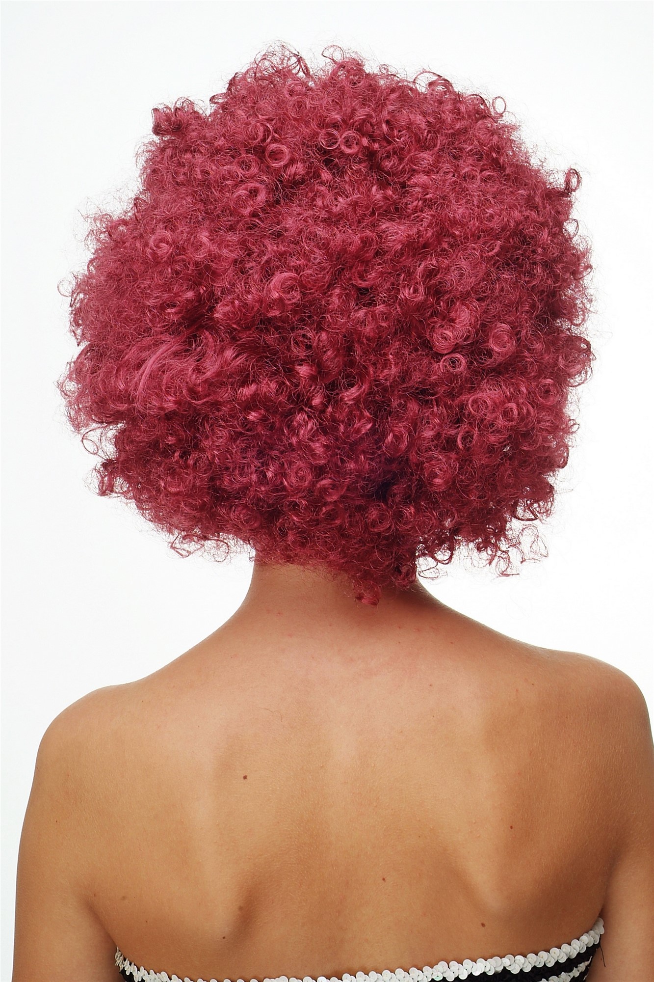 günstige Party Perücke, Afro Perücke 70er Jahre Party Granatrot Disco PW0011-P67, Ansicht 5, WIG ME UP: Ihr Perücken Online Shop lockige Party Perücke Granatrot kurze Haare Unisex