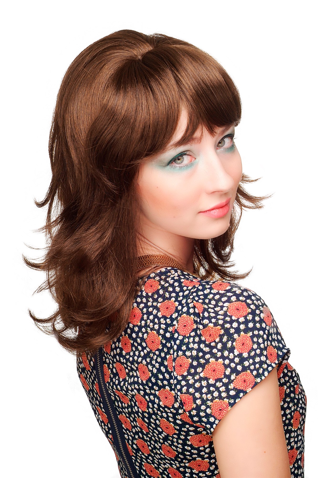 CM-177-8 Lady  Wig shoulder length bangs fringe medium brown brunette slightly curled wavy, view 4, WIG ME UP: Your Perücken Online Shop Quality Wigs, Ladies, medium ash brown, wavy, shoulder-length