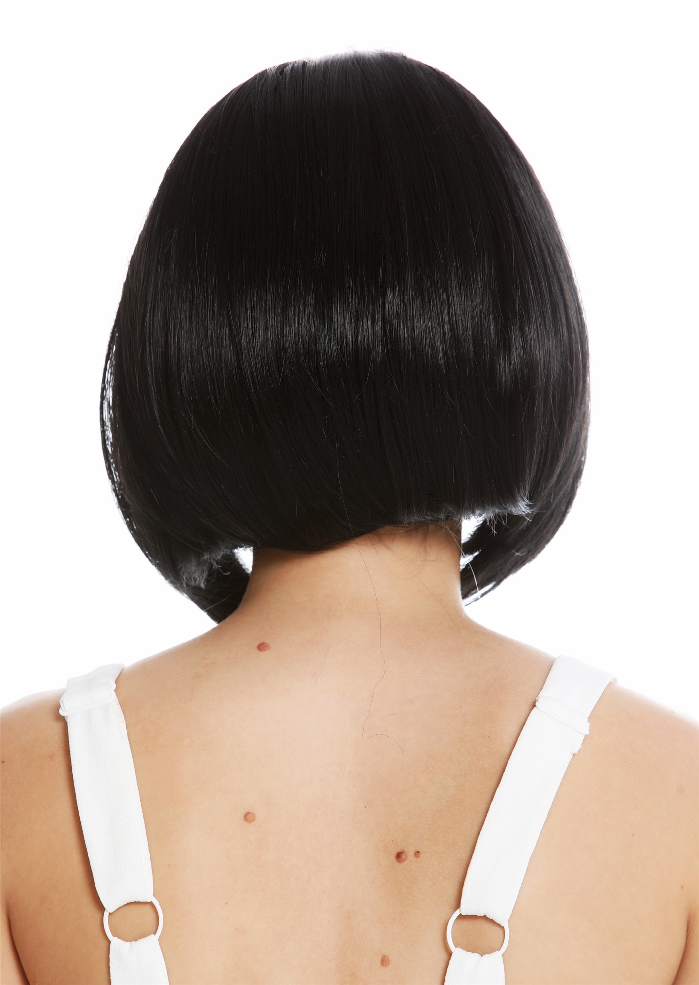 hochwertige Qualitätsperücken, Perücke Kurz Stirnband Retro Schwarz GFW948-H-1, Ansicht 4, WIG ME UP: Ihr Perücken Online Shop glatte Tressen-Perücke mit Gummizug und Stirnband Schwarz kurze Haare für Damen