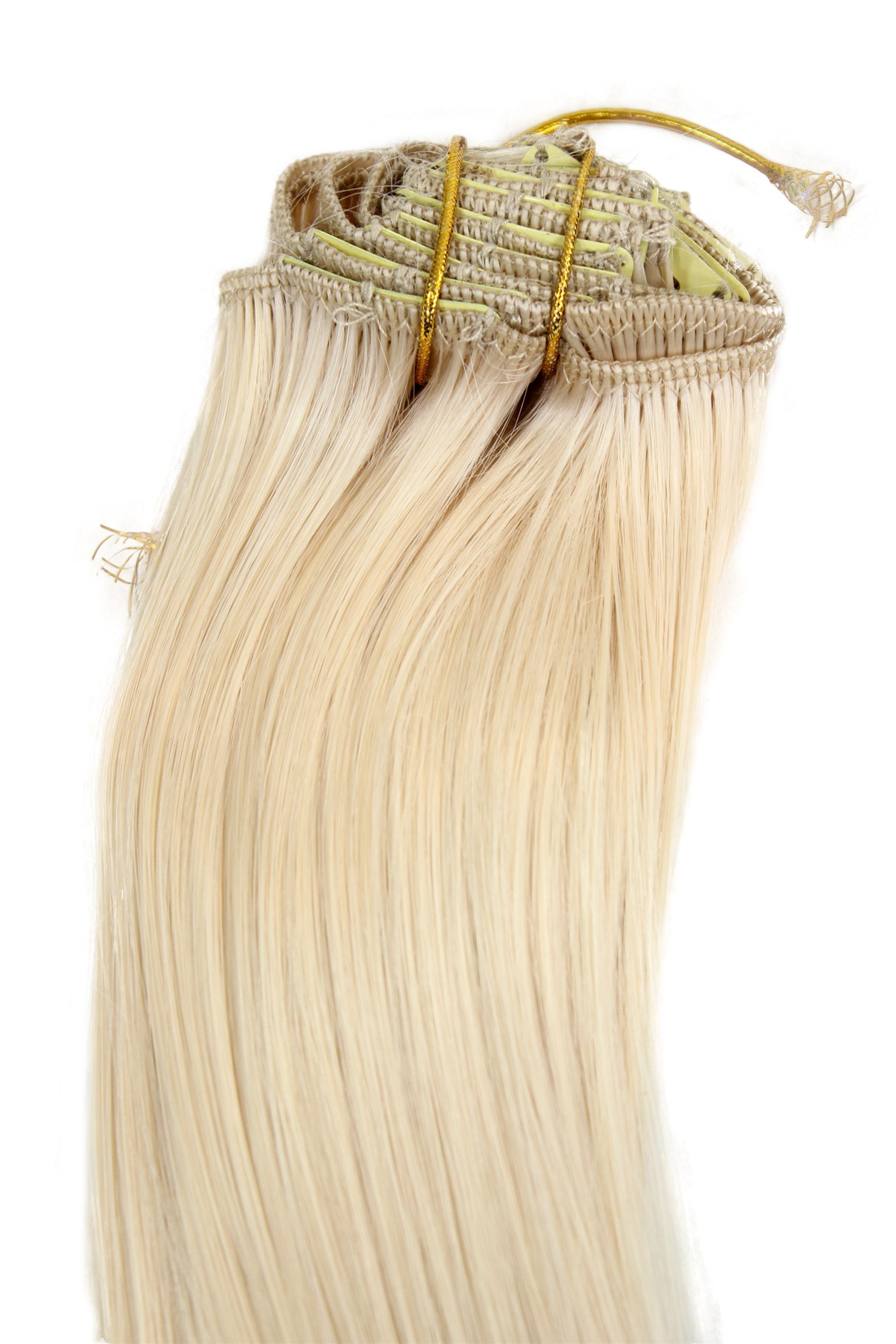 Extensions, light blonde, straight, shoulder-length