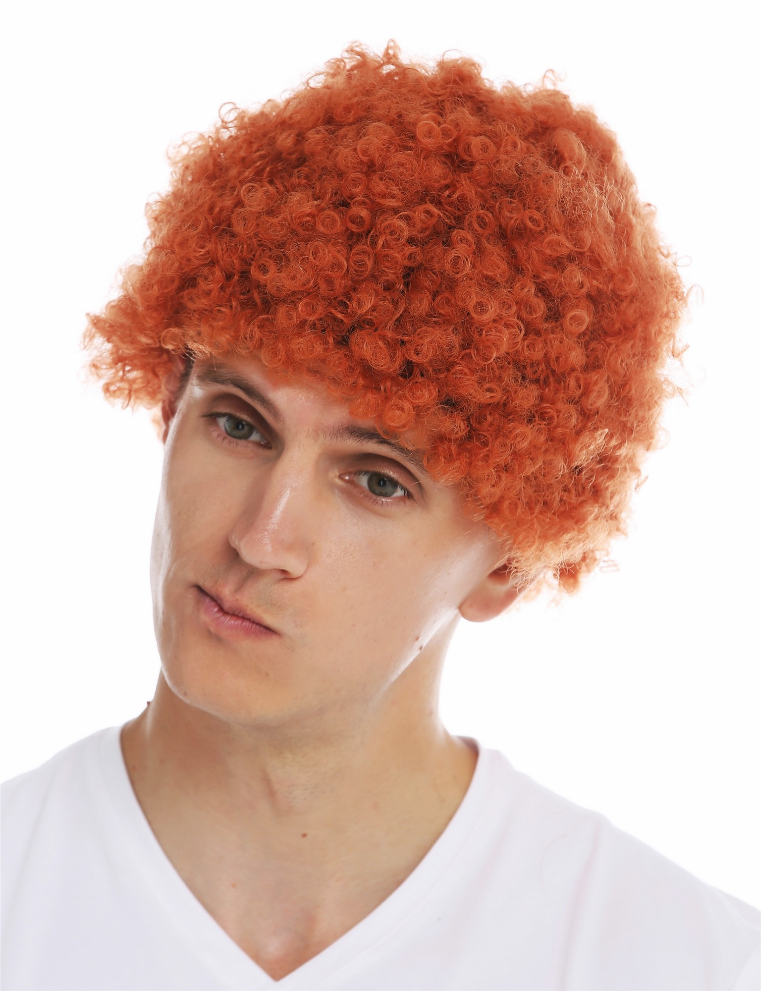 Wig woman man Halloween carnival short thick afro frizzy curls red MMAM-9M, front view, WIG ME UP: Your Perücken Online Shop Party Wig, Unisex, henna red, curled, short
