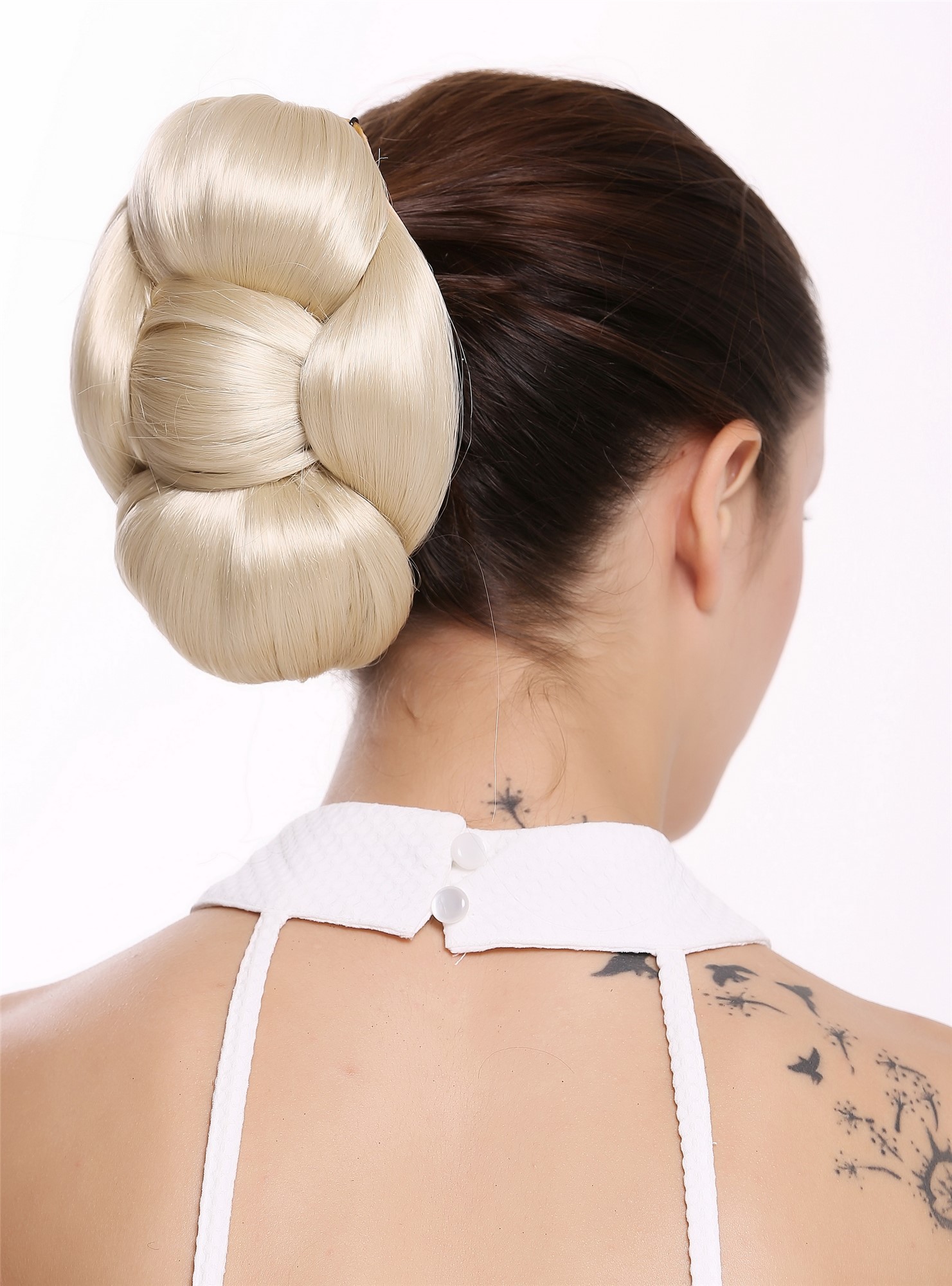 Dutt Haarschleife Haarknoten Schleife Hellblond O2-88, Ansicht 2, WIG ME UP: Ihr Perücken Online Shop glatter Dutt Haarteil Hellblond