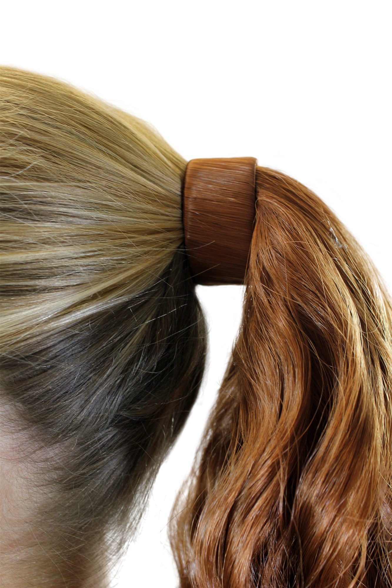 ROSY-30 Hairpiece PONYTAIL with comb and snapwrap long wavy slightly curled light copper brown 18", view 4, WIG ME UP: Your Perücken Online Shop Ponytails, reddish brown, wavy, shoulder-length