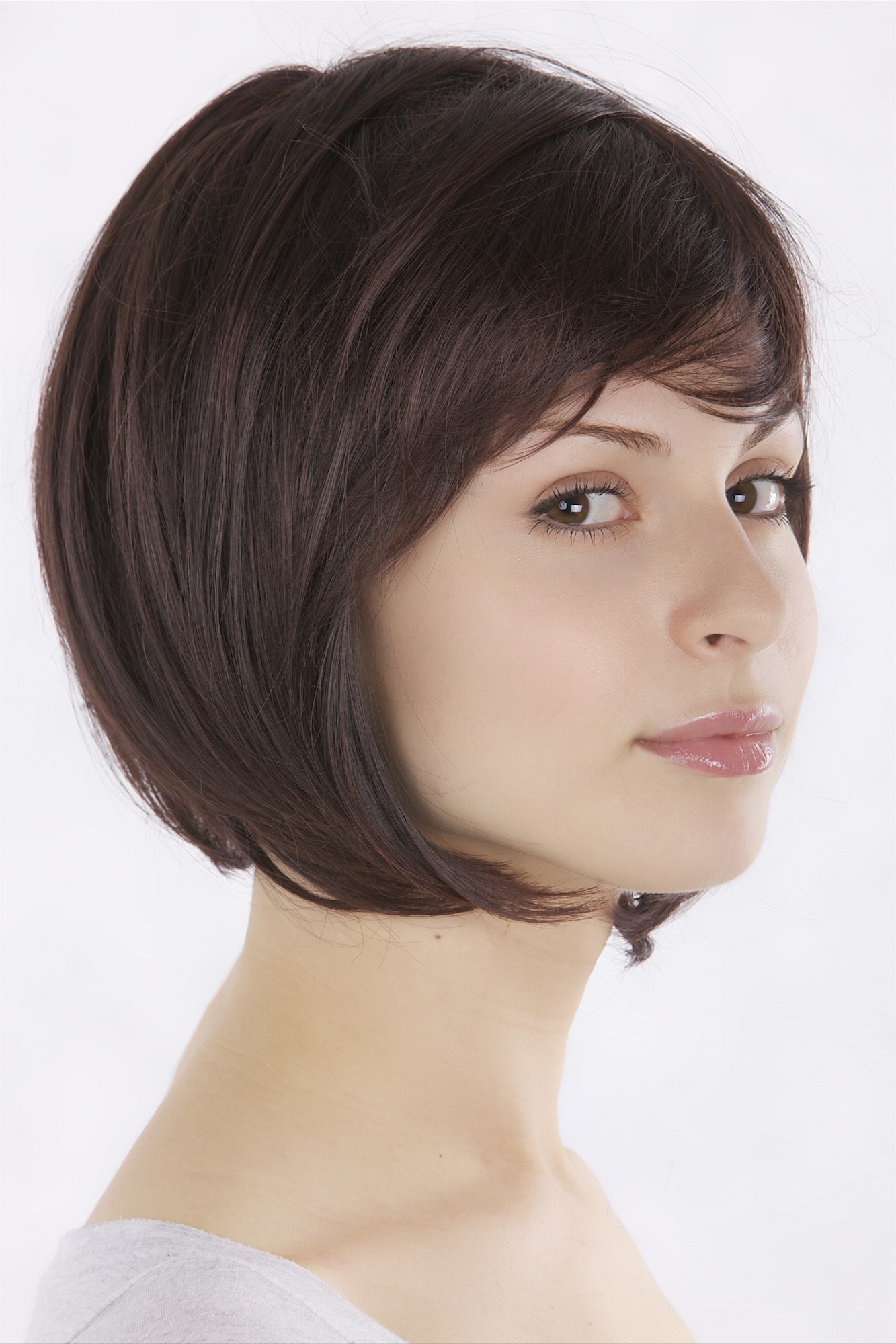 hochwertige Qualitätsperücken, Frauen Perücke Bob Scheitelfrisur Dunkelbraun-Mix 49023-2T33, Ansicht 4, WIG ME UP: Ihr Perücken Online Shop glatte Tressen-Perücke mit Kopfhaut-Imitat Braun kurze Haare für Damen