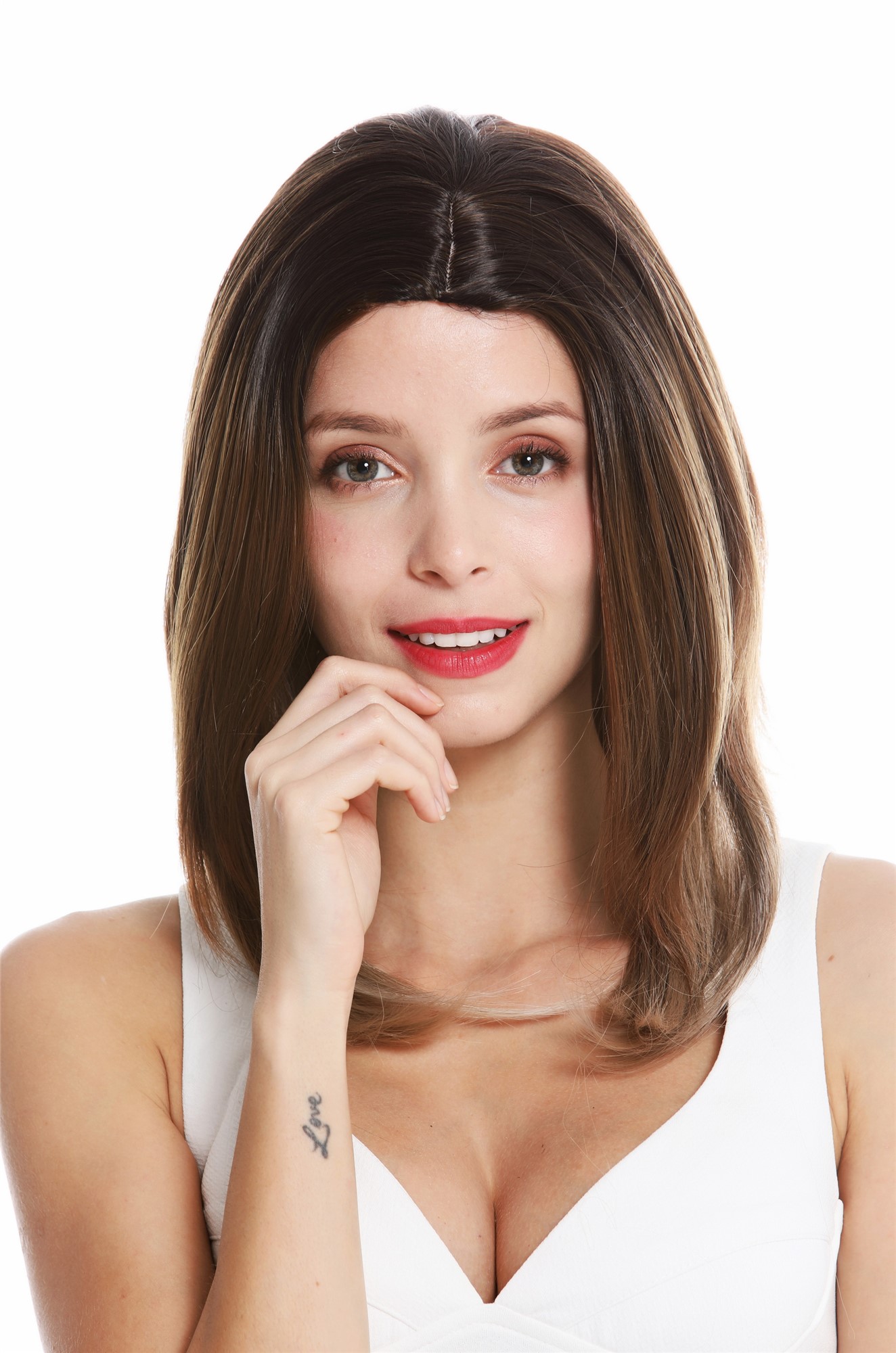 Lady wig shoulder length sleek middle parting balayage brown blonde  GFW3386, view 2, WIG ME UP: Your Perücken Online Shop Quality Wigs, Ladies, brown-blonde mix, straight, long