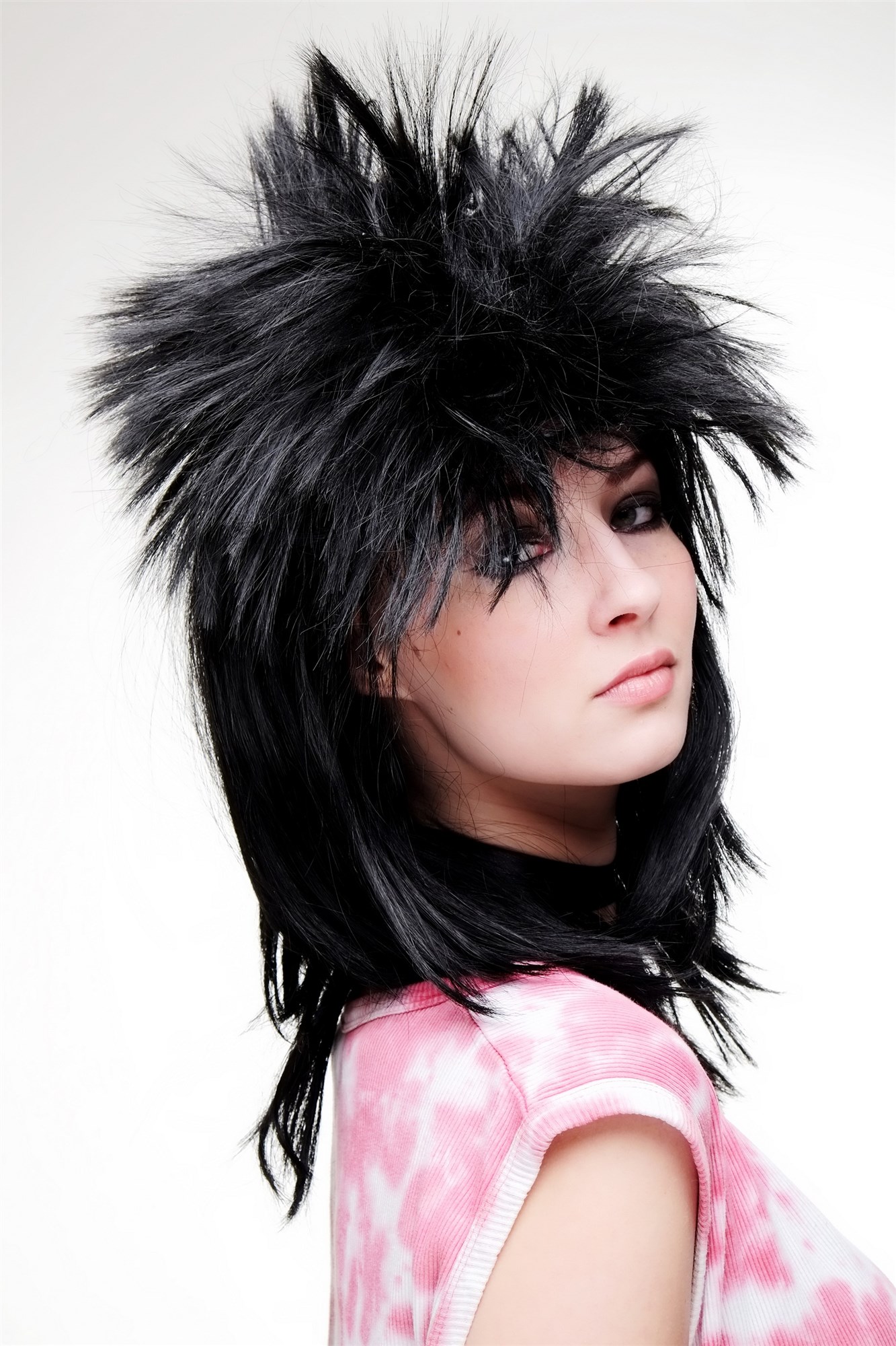 günstige Party Perücke, Perücke Heavy Metal Gothic schwarz lm-665-P103, Ansicht 3, WIG ME UP: Ihr Perücken Online Shop wellige Party Perücke schwarz schulterlange Haare für Damen