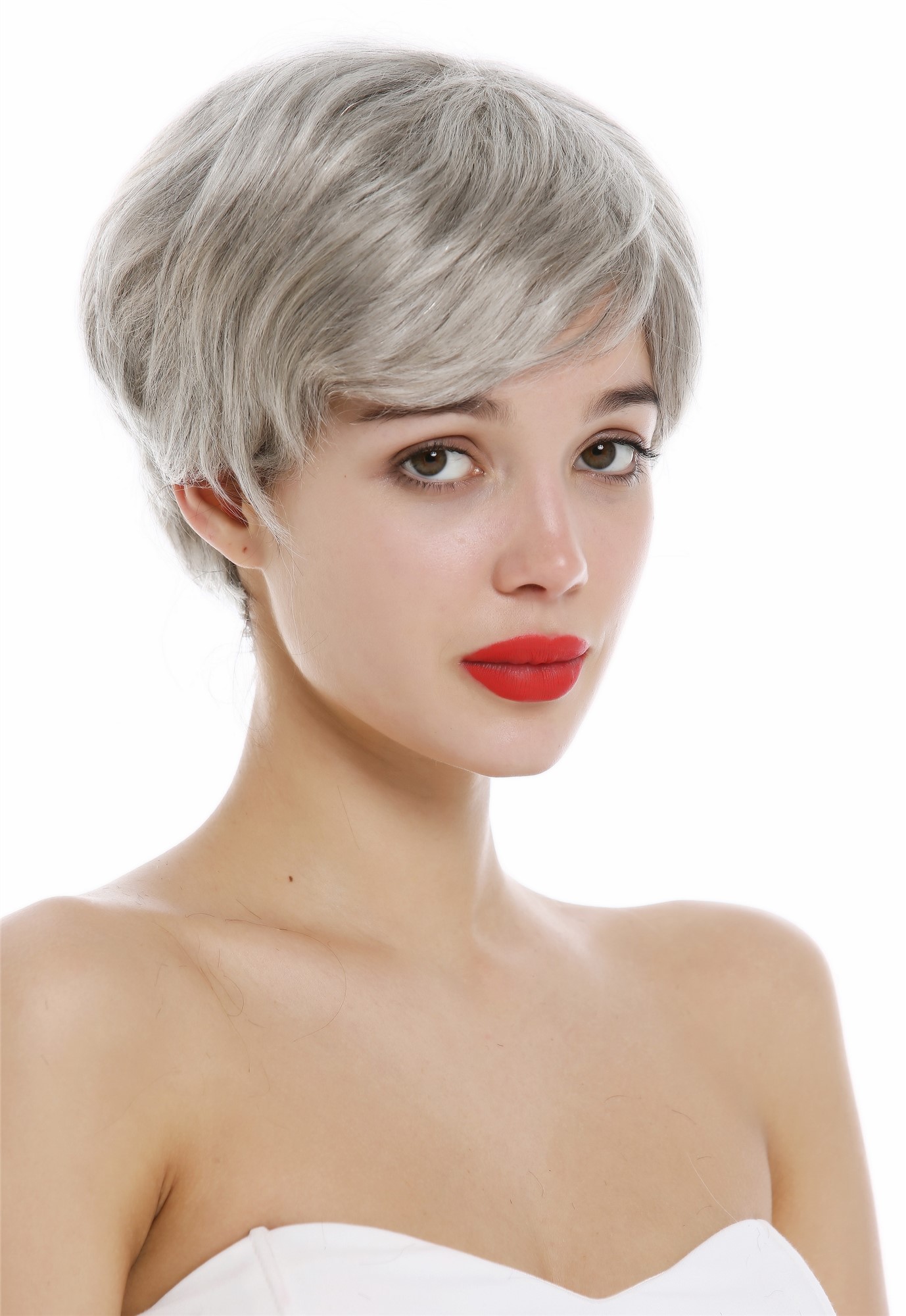 Quality Wigs, Ladies, silver-gray-black mix, straight, short